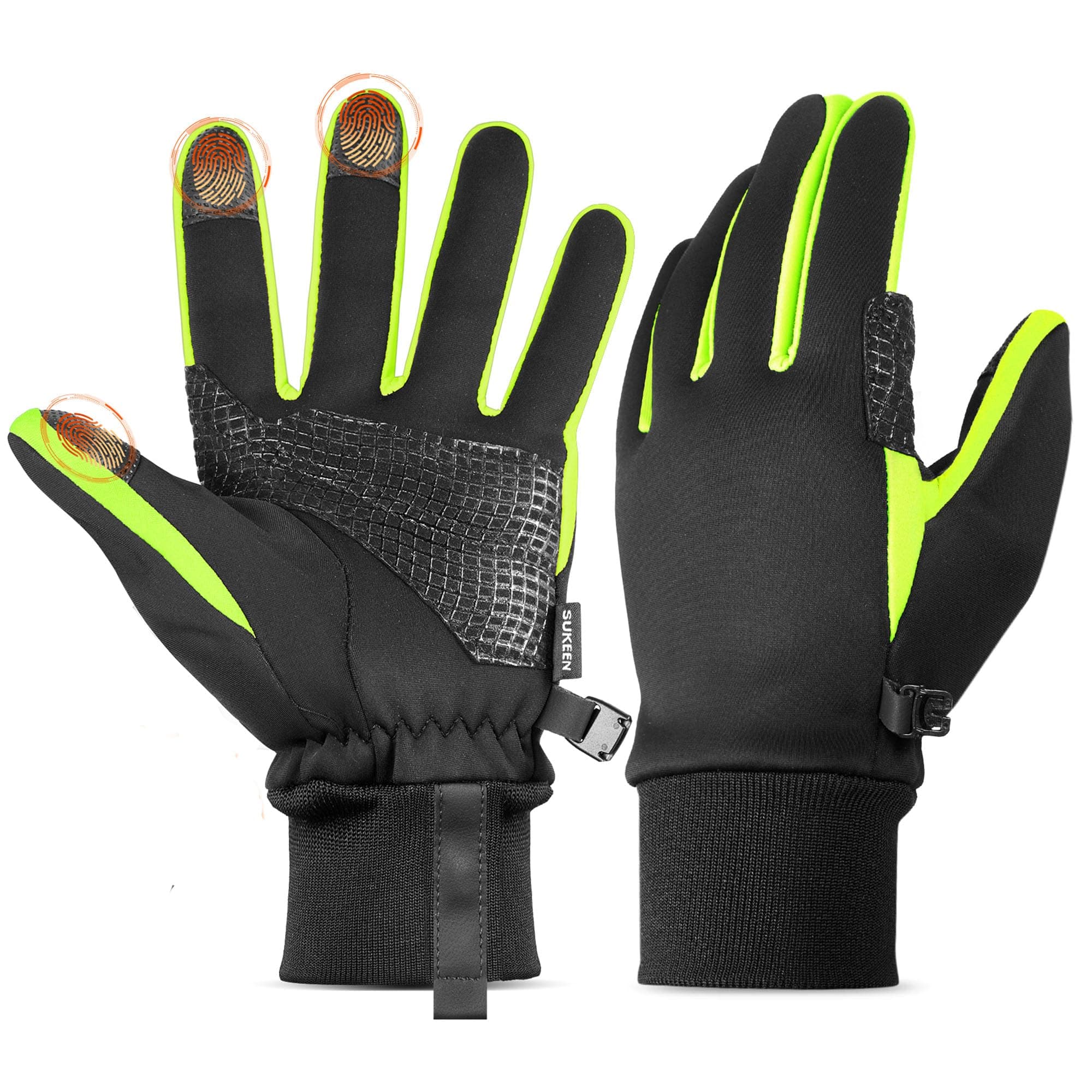 Sukeen Winter Warm Gloves Men Women, Touchscreen Anti-Slip Winter Gloves for Men Cycling Running Hiking Driving Biking Walking, Green M