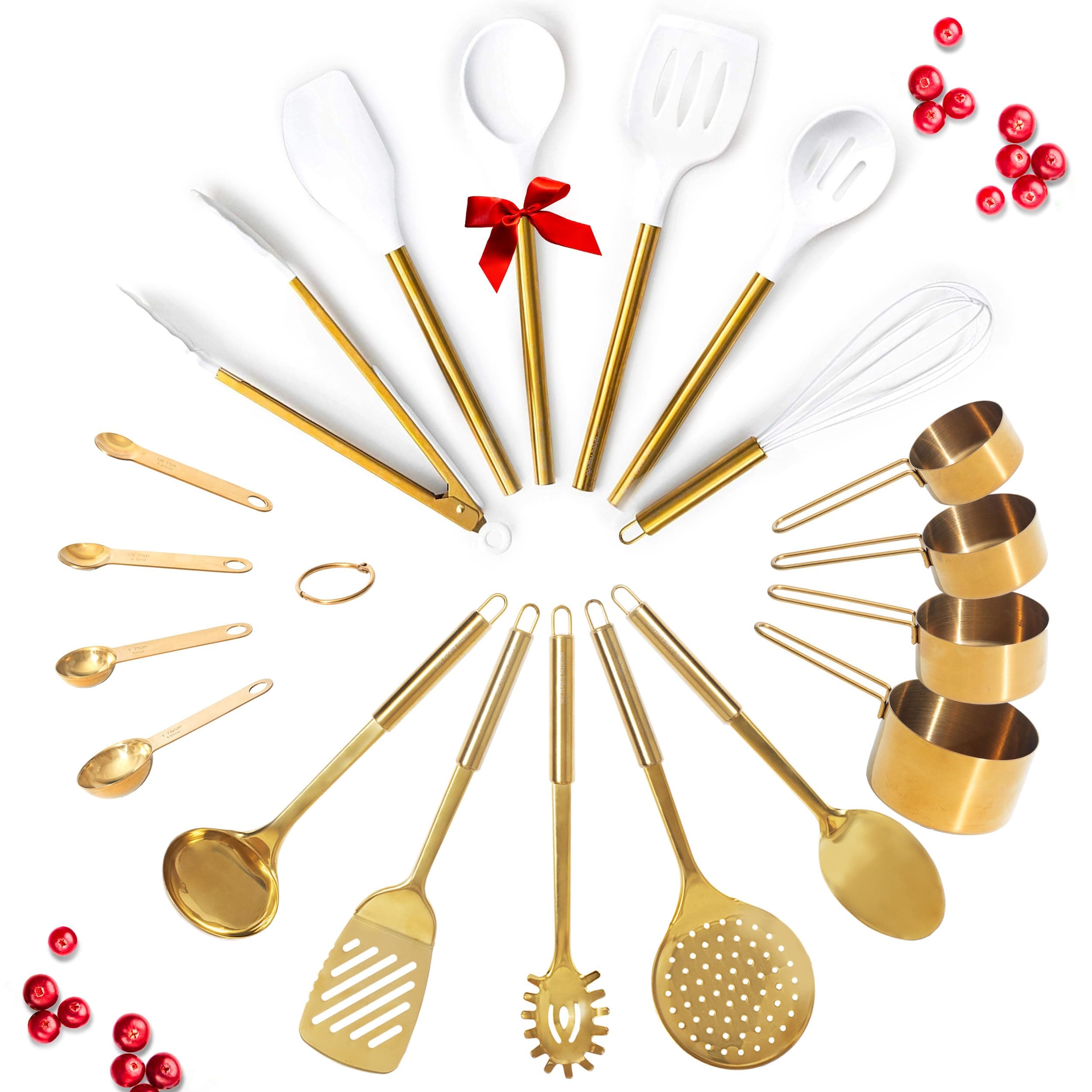 Styled Settings White and Gold Kitchen Utensils Set, 19-Piece