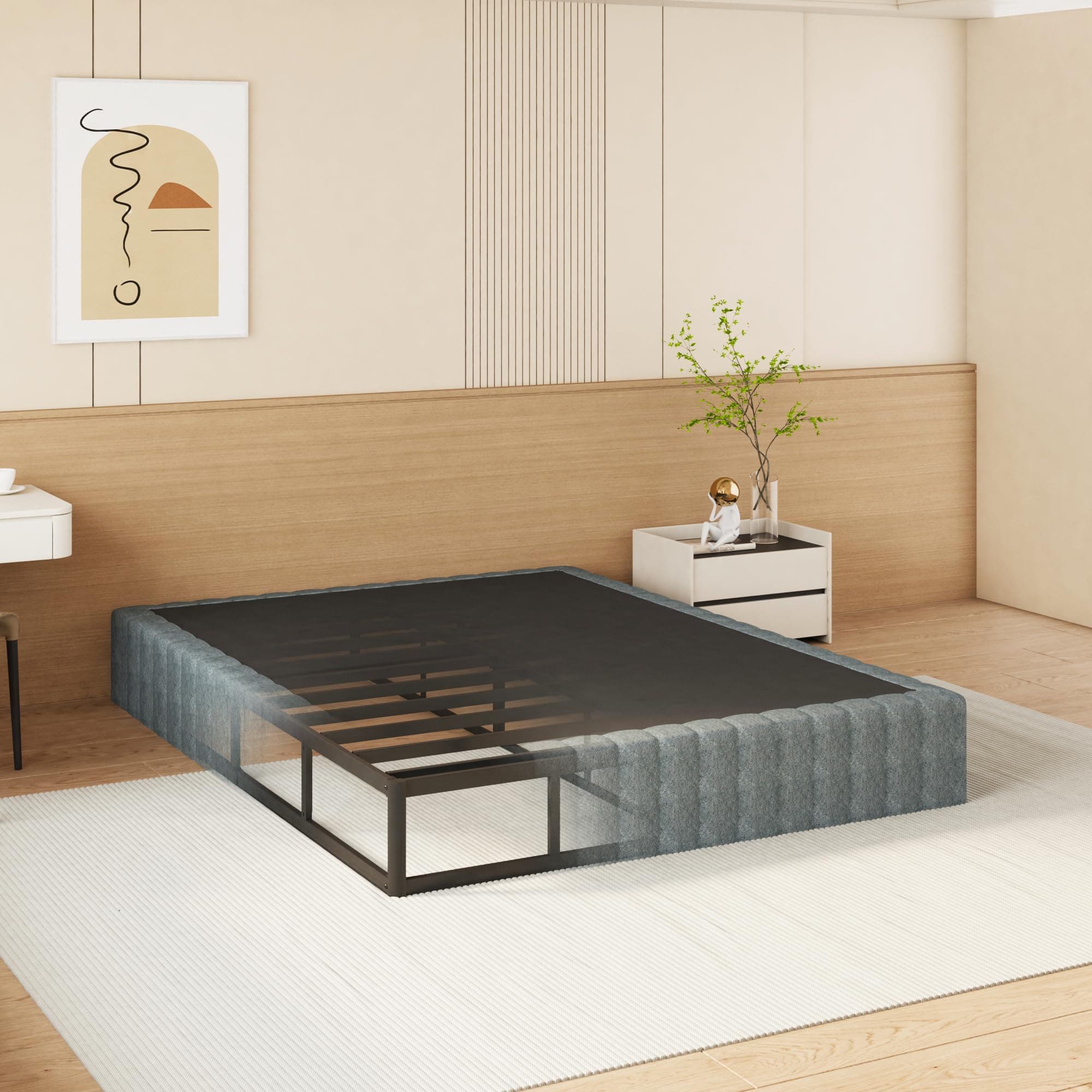 NHODIR 9 Inch Full Box Spring, Heavy Duty Metal Bed Base