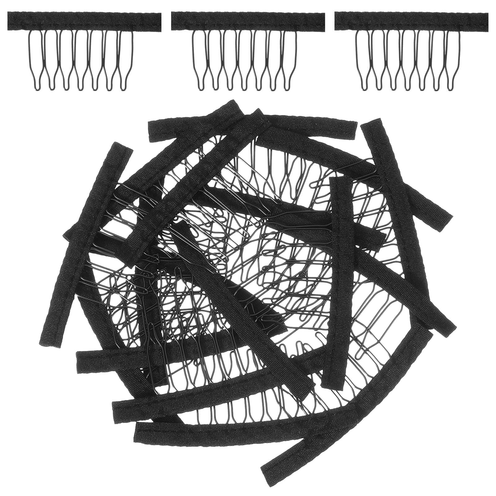 Guduling 80 Pcs Wig Securing Combs 7 Teeth Hair Extension Comb Wig Cap & Teeth Wig Comb for Making Hair Extensions