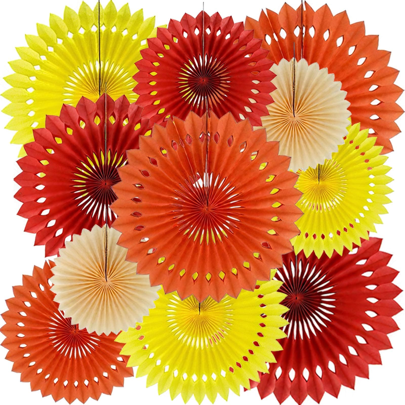 Fall Hanging Honeycomb Round Paper Fans Decoration Autumn Pumpkin Theme Tissue Paper Fan Garland for Shower Birthday Graduation Wedding Party Supplies 11packs