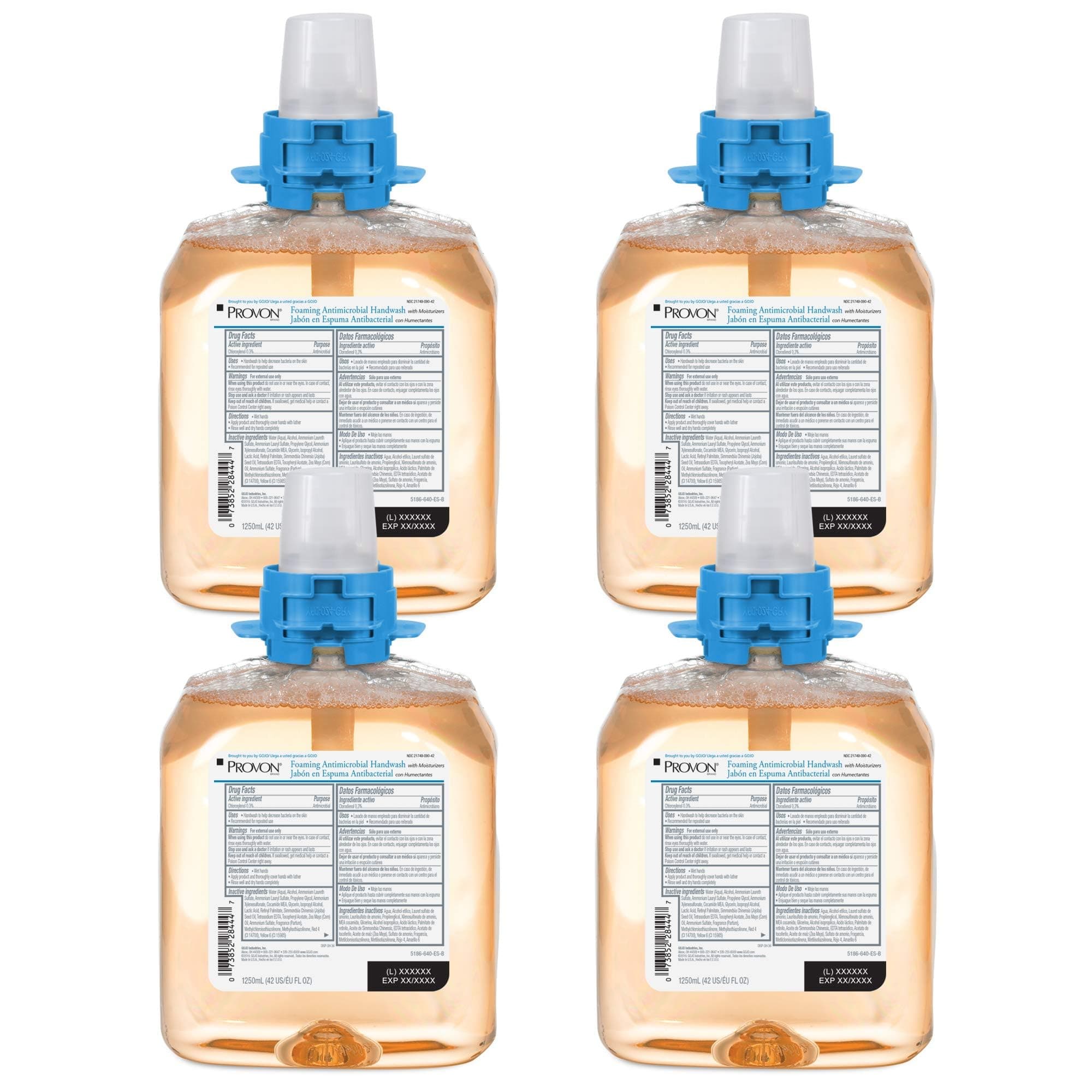 5186-04 - limpiador de manos antimicrobiano con humectantes, fragancia ligera de fruta, 1250 ml de repuesto de jabón de manos para dispensador fmx-12 push-style (paquete de 4)
