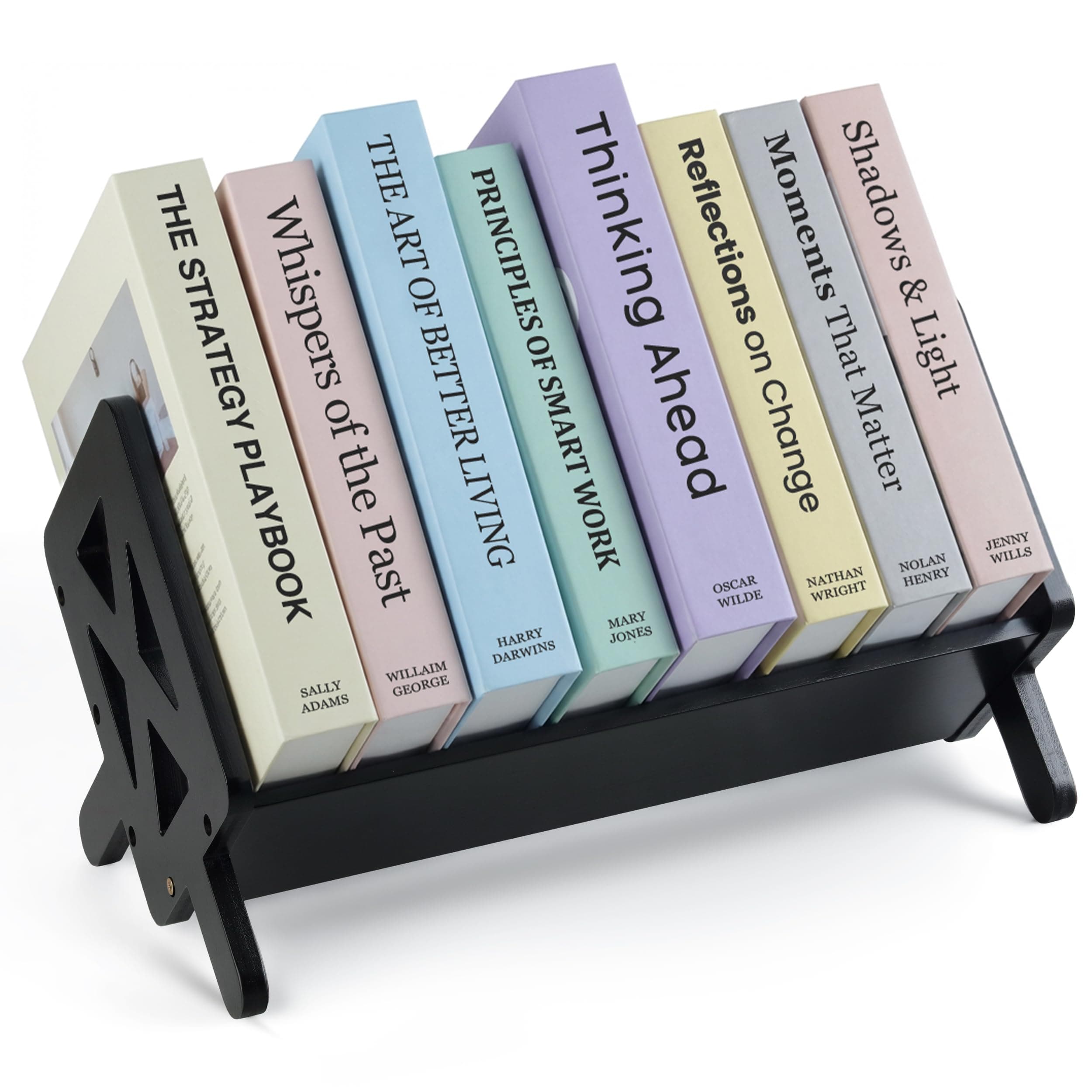 Bunkal Bamboo Desktop Bookshelf – Tilted Tabletop Bookshelf Organizer for Cookbooks, CDs, Magazines, Portable, Small Bookrack for Home, Dorm, or Office,15.75" x 8.86" x 9.17" (Black)