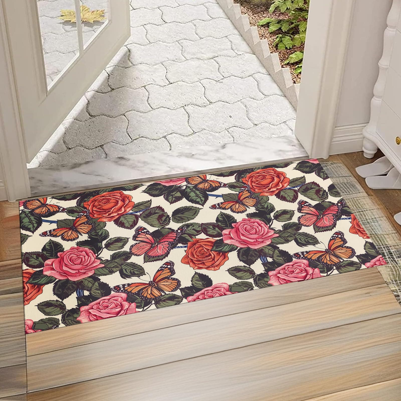 Butterfly Welcome Doormats Non-Woven Fabrics Front-Door - Butterfly Home Decor Indoor-Mats All Seasons Non-Slip Seasonal Doormats 17x29.5 in