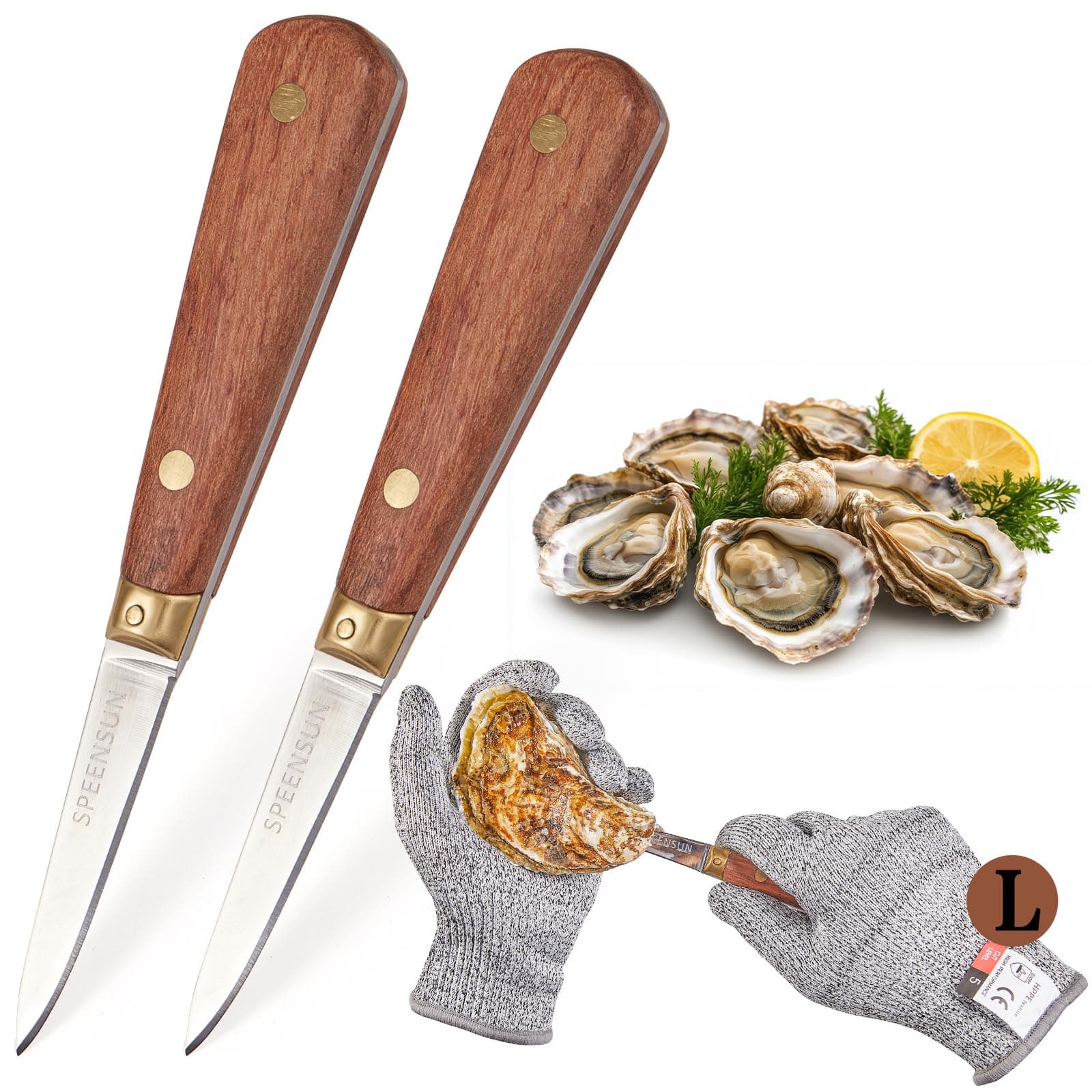 Oyster Shucker,2 Oyster Shucking Knife & Wooden Handle