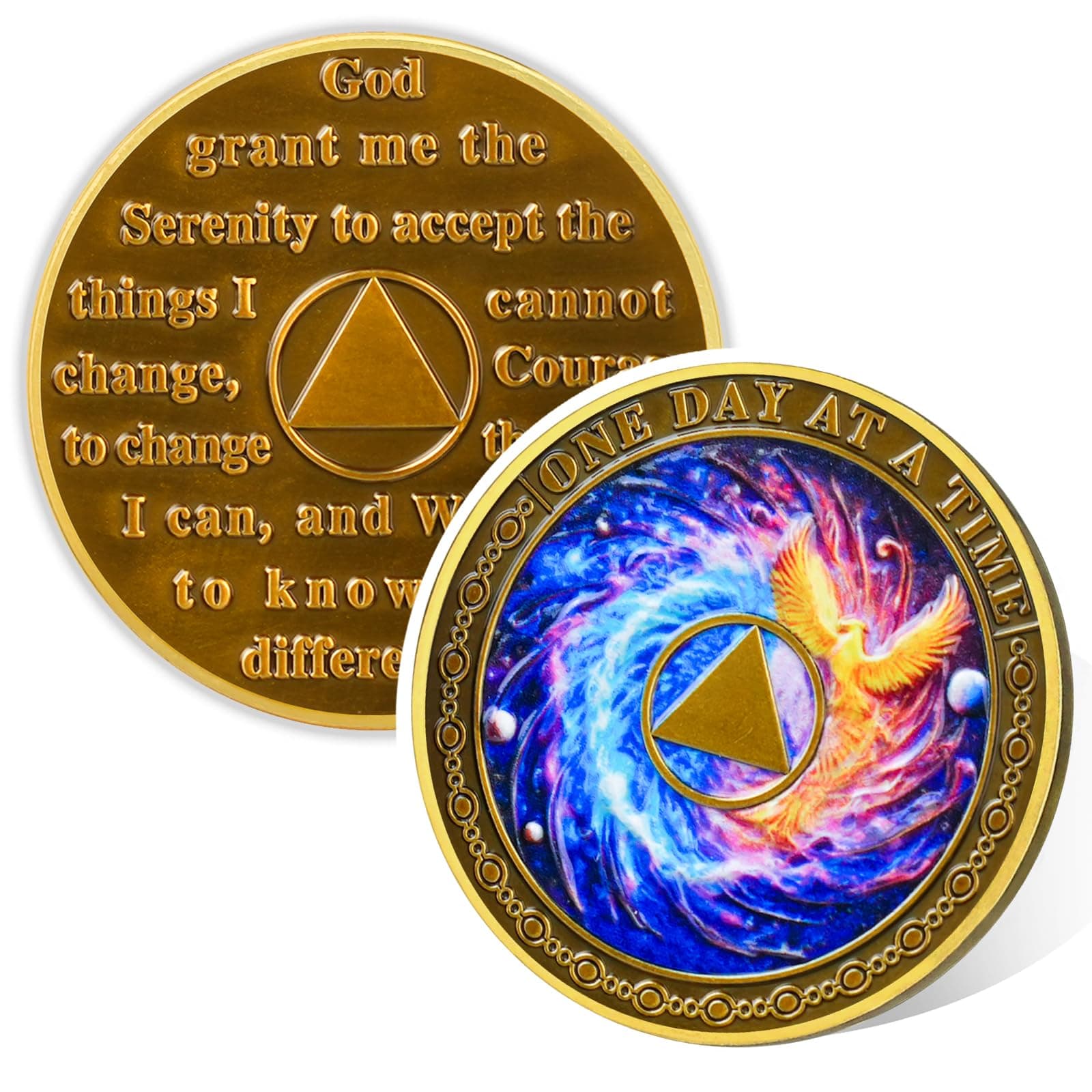 Vitalway Phoenix Rebirth Sobriety Coin, Affirmation AA Coins, Addiction Recovery Sober Coin, Celebrating Recovery Anniversary Token, AA Sobriety Gifts for Men Women