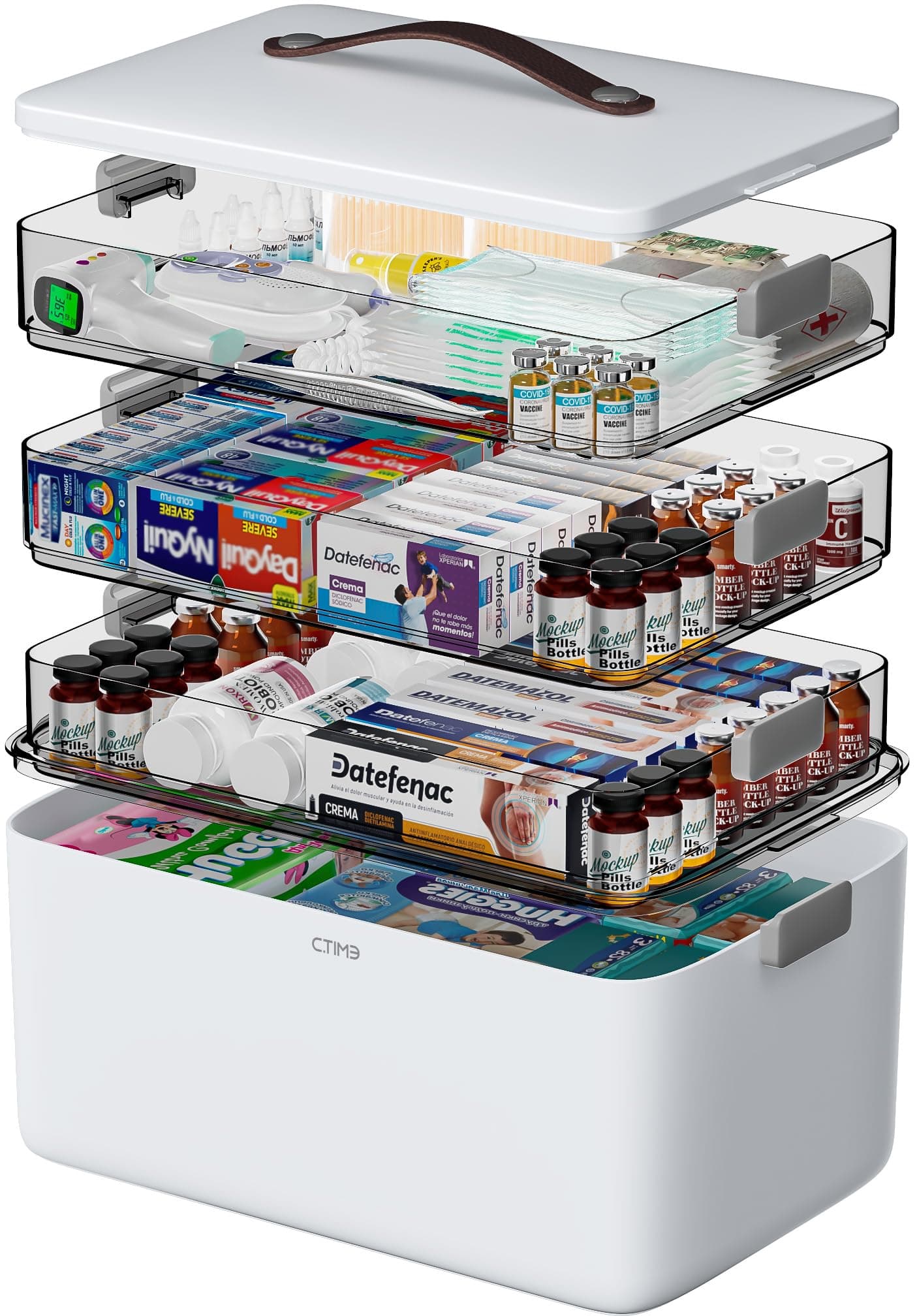 CTIME 4-Tier Medicine Organizer - Portable Medicine Cabinet with Handle