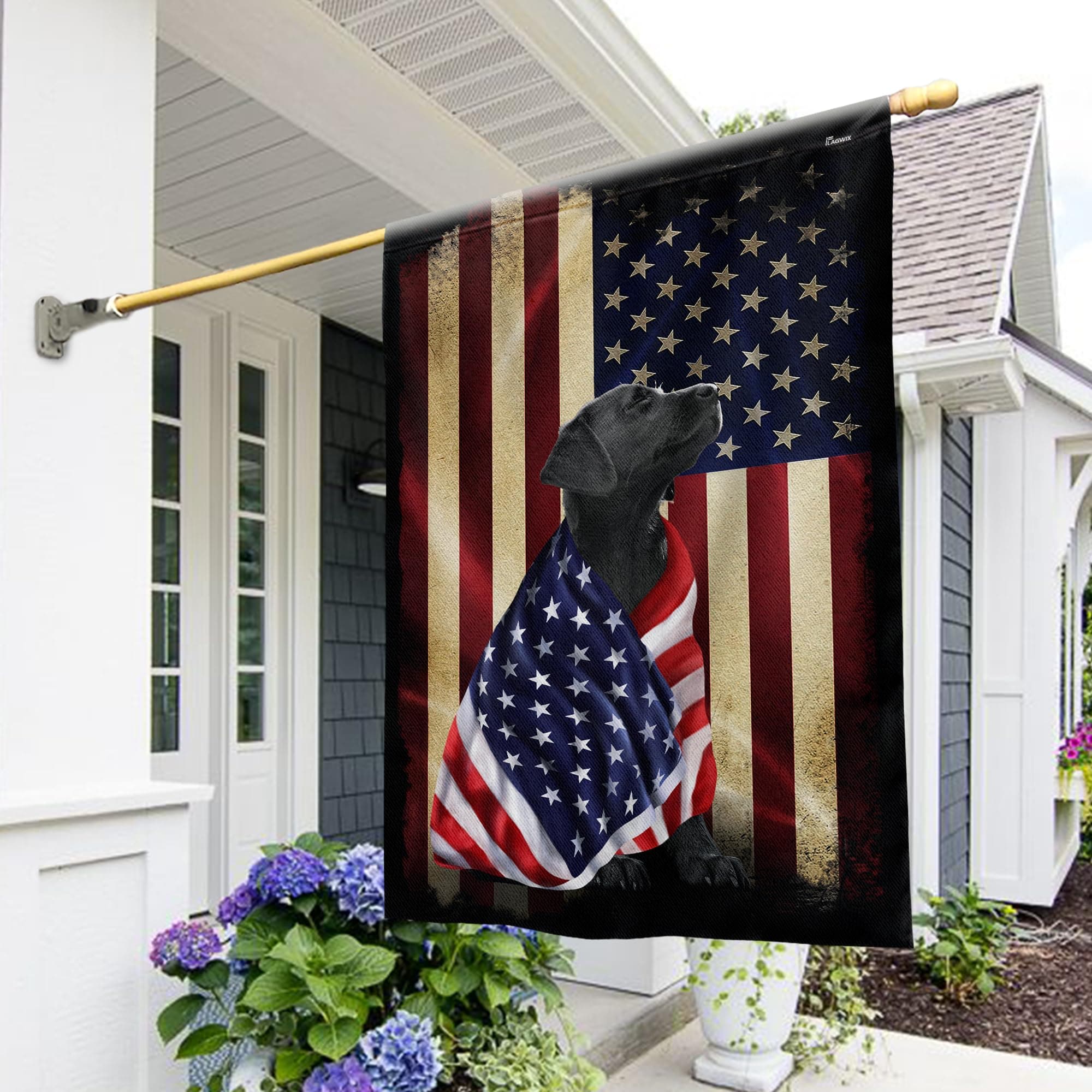 FLAGWIX Black Labrador Retriever Flag - Outdoor Labrador Decorations, 29.5" x 39.5" House Flag For Porch, Patio, Wall Decor, Heavy-duty Canvas Labrador Patriotic Flag Dog Garden Home Decor