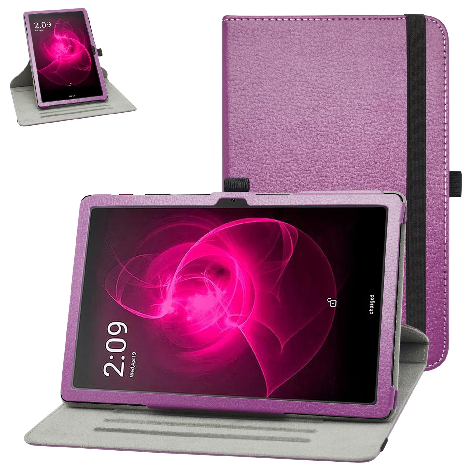 Bige for T-Mobile REVVL TAB 5G Rotating Case,360 Degree Rotary Stand with Cute Pattern Cover for T-Mobile REVVL TAB 5G 10.36 Inch Tablets,Purple