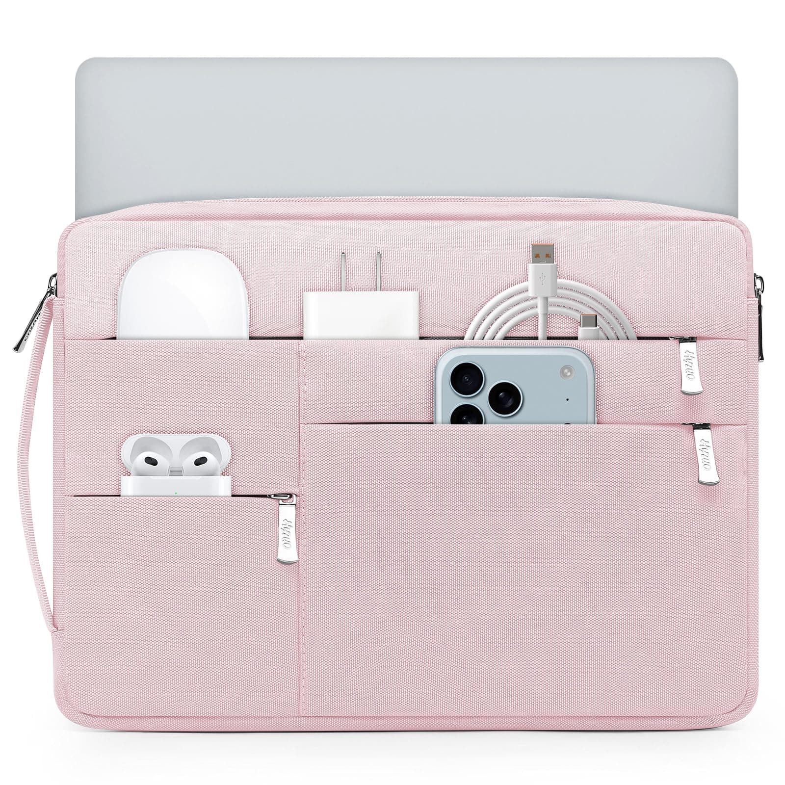 HYZUO 13.3-14 Inch Laptop Case Sleeve Bag for MacBook Pro 14 M5, Pale Pink