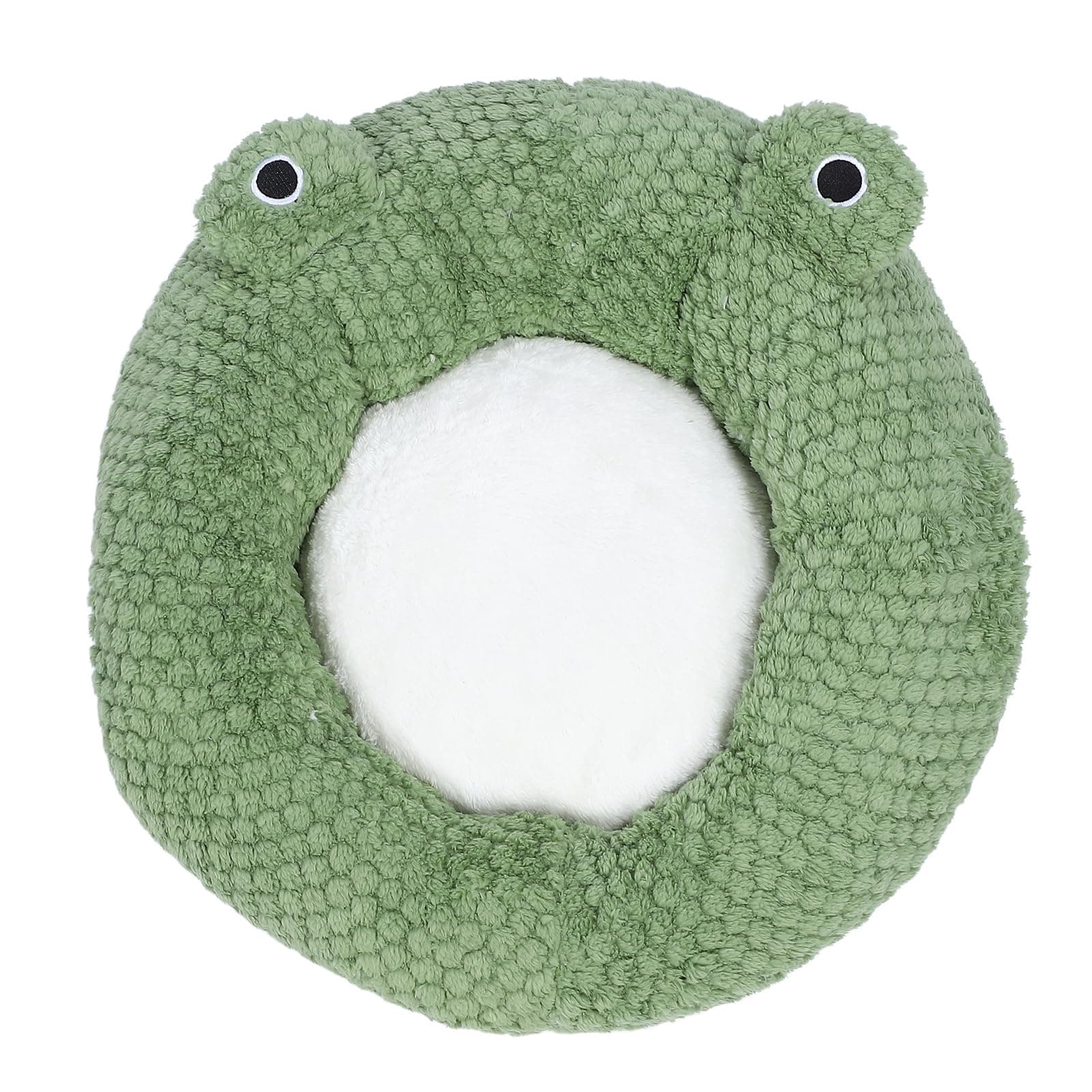 NOENNULL Frog Pet Bed - Cat Beds for Indoor Cats, Cute Cat Bed Washable, Fluffy Round Pet Bed Soft Plush Donut Cuddler Cushion Self Warming for Small Dogs Kittens (M)