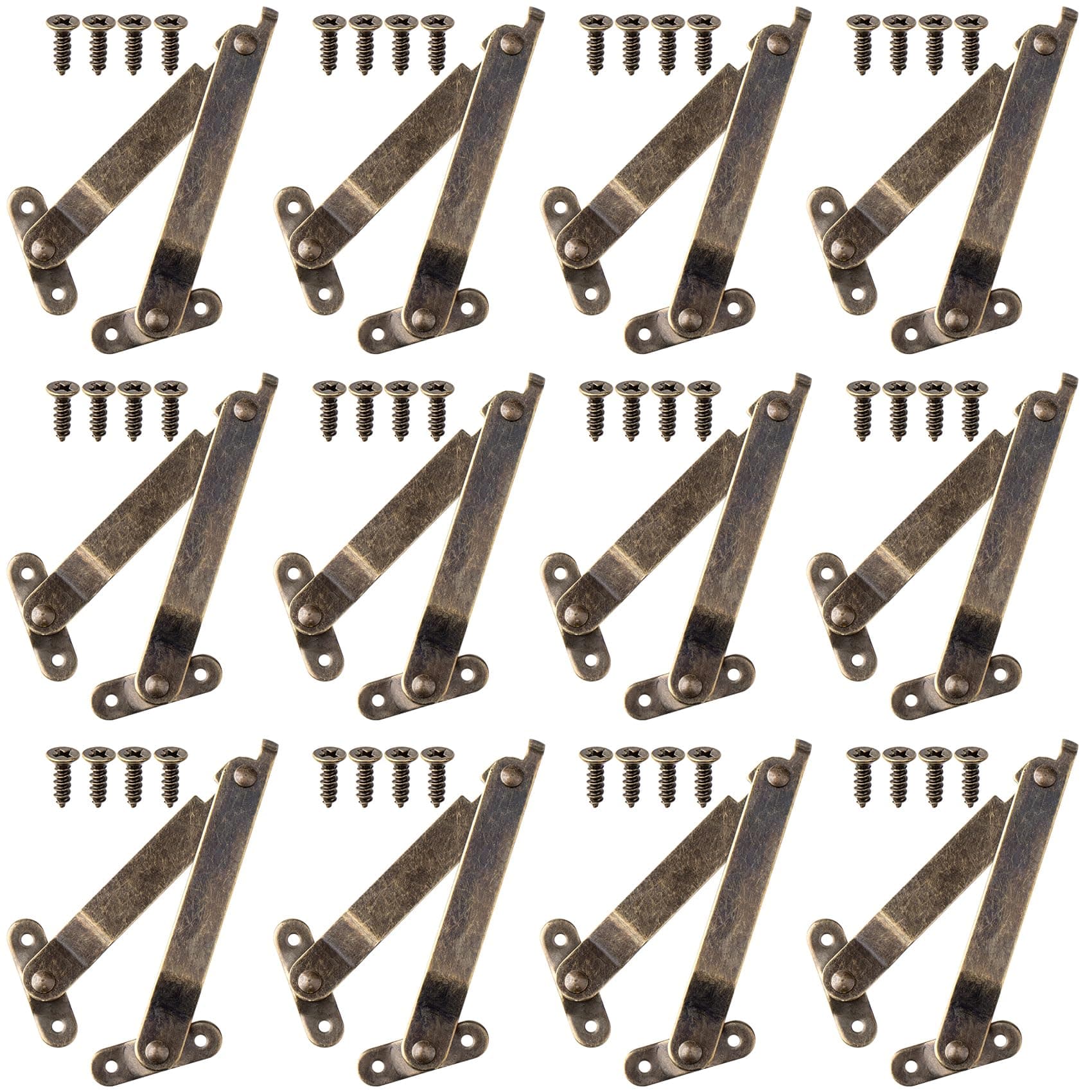 Pndeyo Small Hinges for Wooden Box, Locking Hinges with Screws for Cabinet Chest Cupboard 4.48 x 1.22 inches