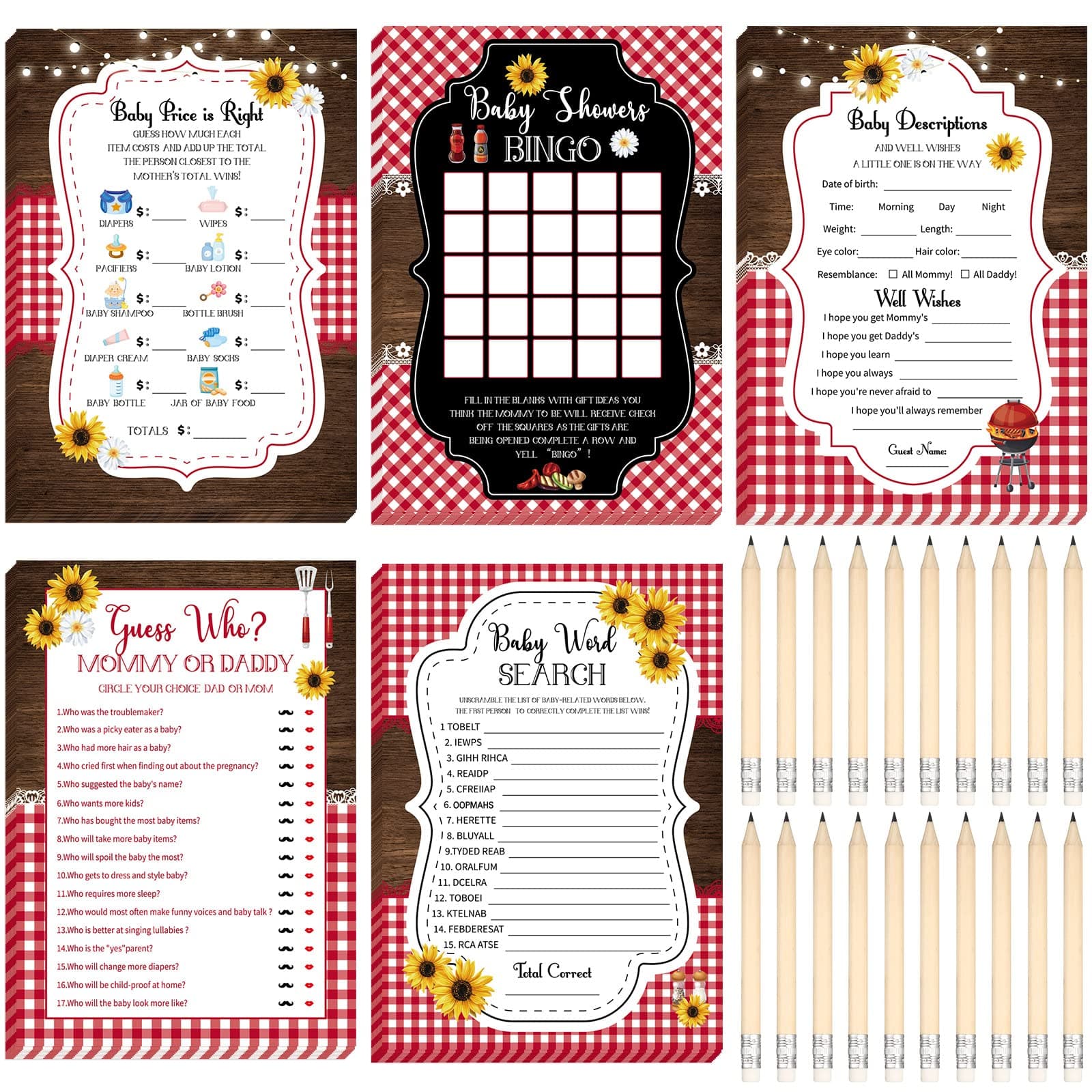 Yinder 145 Pcs Baby Shower Games, BBQ Style
