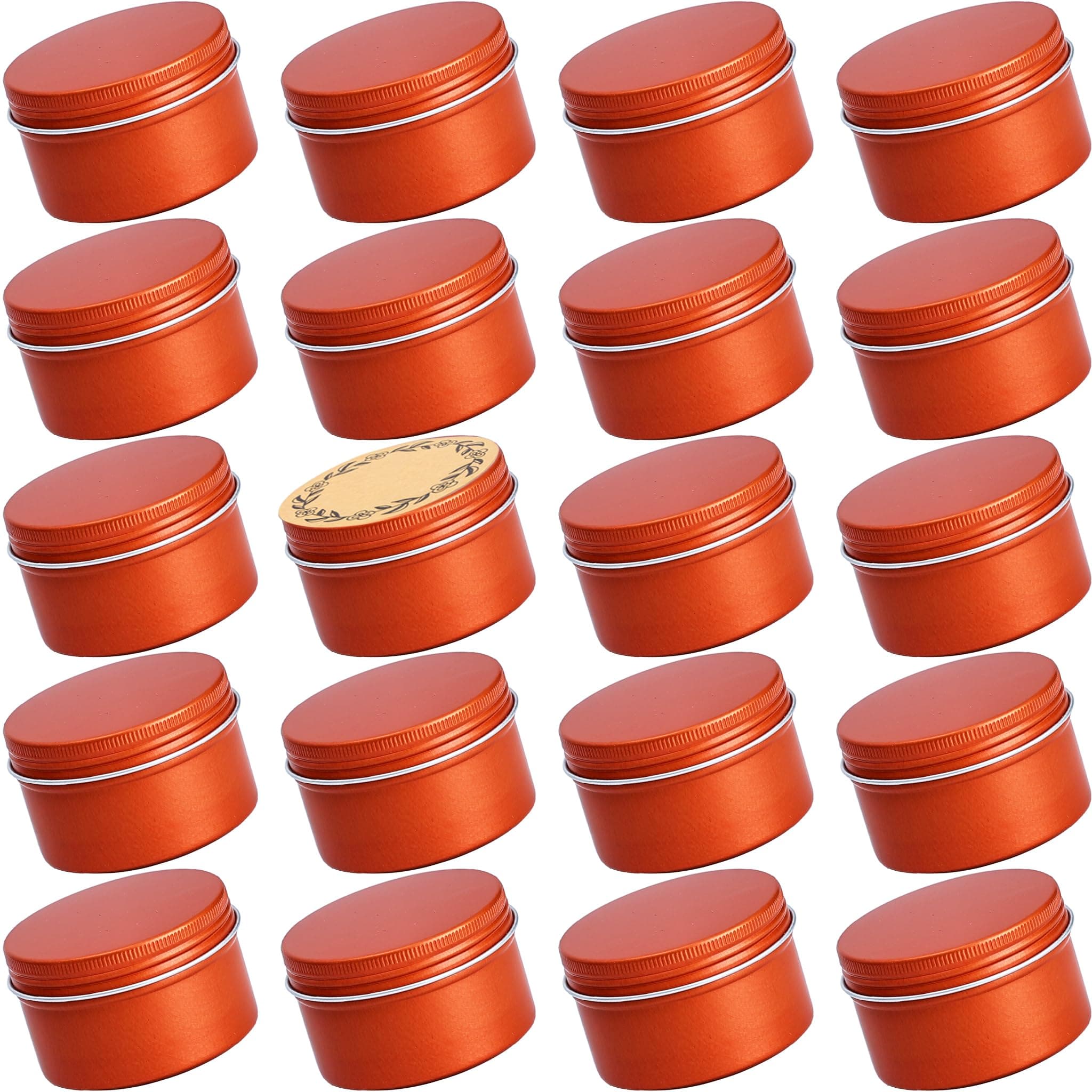 24pcs 4oz/120ml Screw Top Aluminum Tin Jar with Screw Lid and Blank Labels (Orange)