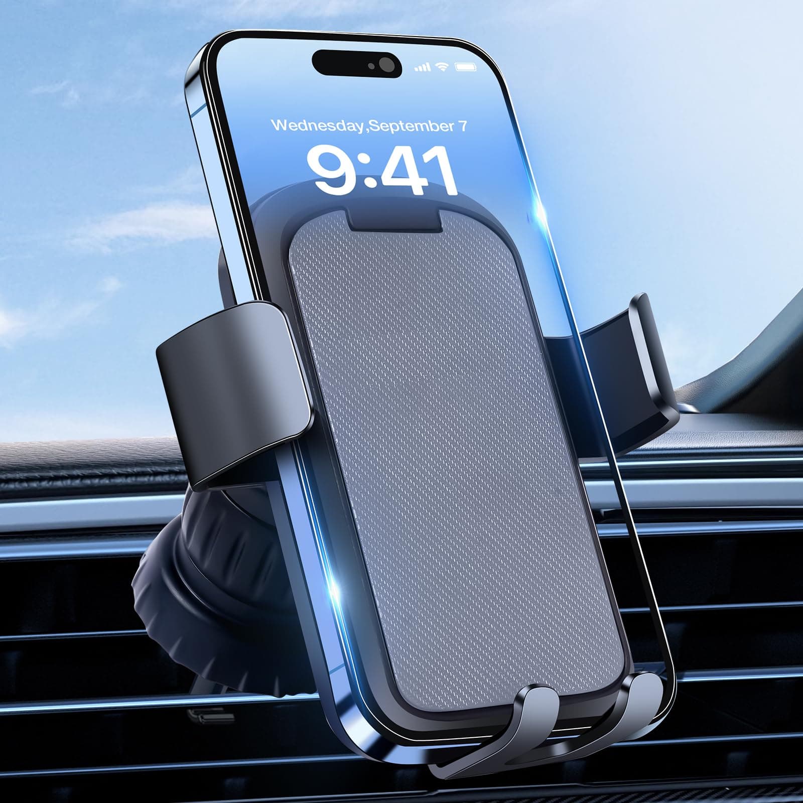 TGuidHand Car Phone Holder Fits iPhone 15/14/ 13 More 4.7-6.7’ Phones, Black (Argyle)