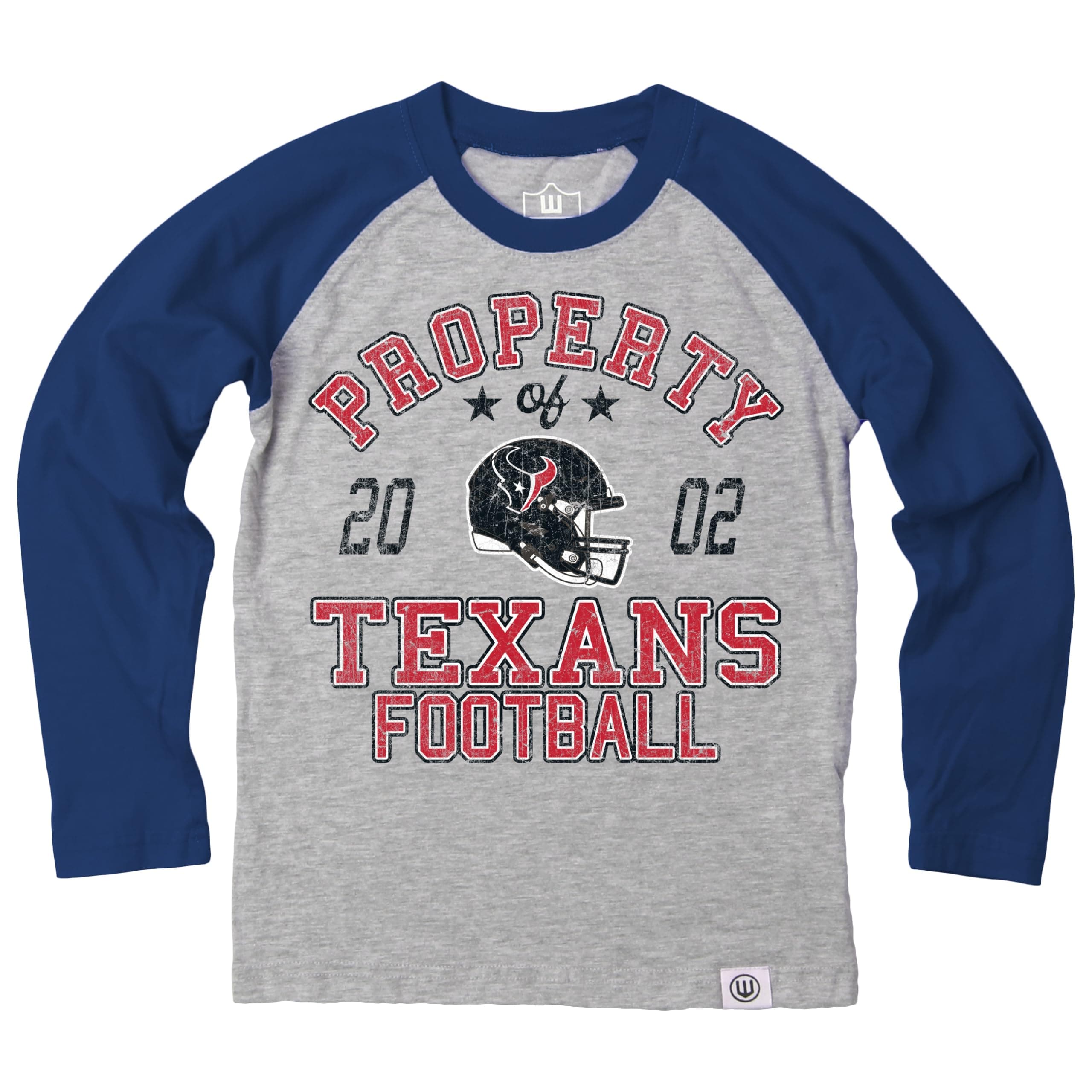 Wes and Willy NFL Boys LS Heather Raglan,Houston Texans,M,Pro Navy