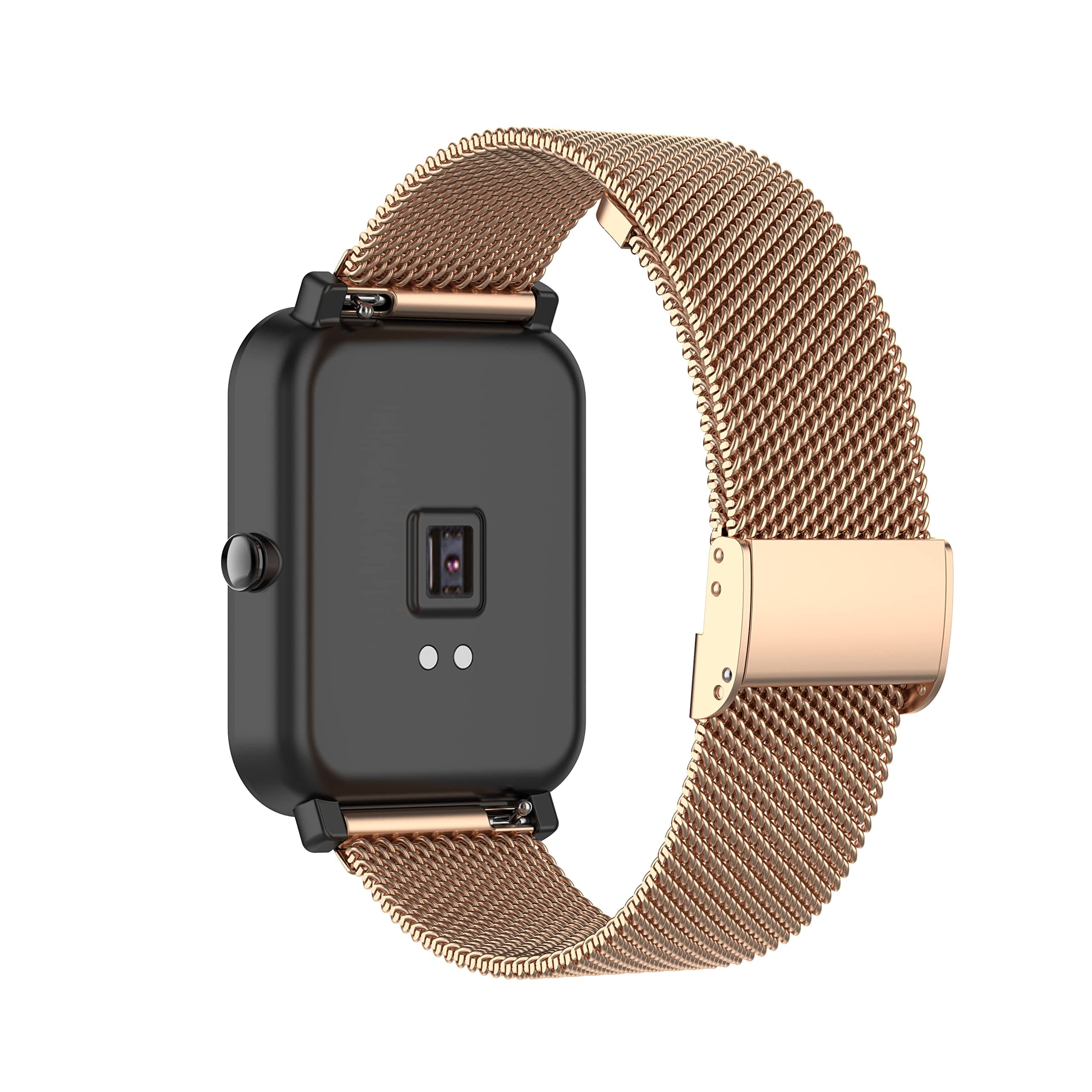 Chofit Stainless Steel Loop Compatible with Letsfit E26 Watch Band for Women&Men Metal Mesh Wristbands Bracelet Strap Adjustable Replacement Bands for Letsfit E26 Smartwatch (RoseGold)