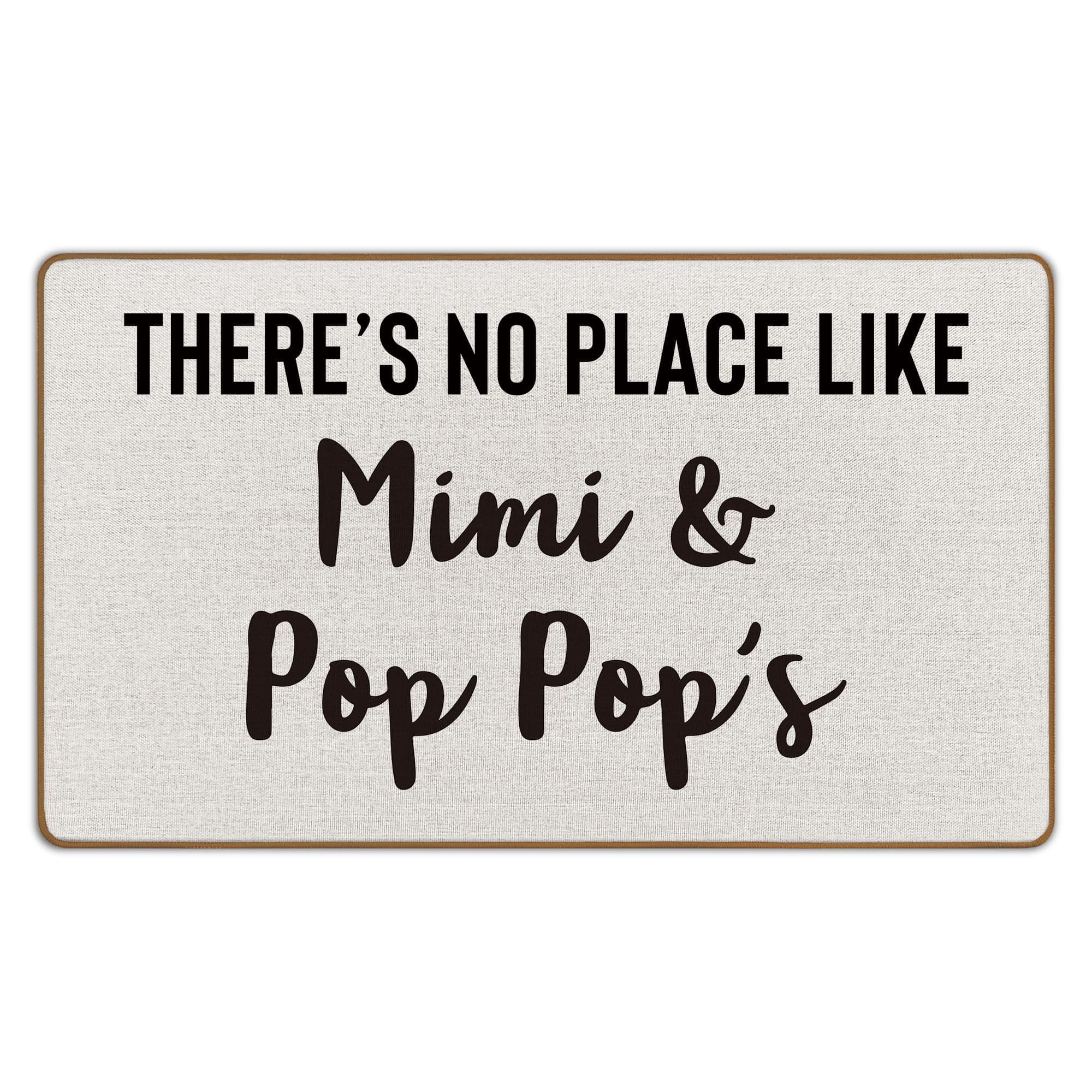 WTOGQ Mimi Pop Pop Grandparents Gifts Door Mat, Best Grandparents Gifts Welcome Doormat, There's No Place Like Mimi and Pop Pop's Front Door Mat Indoor Outside Entryway, 17x29 Inch