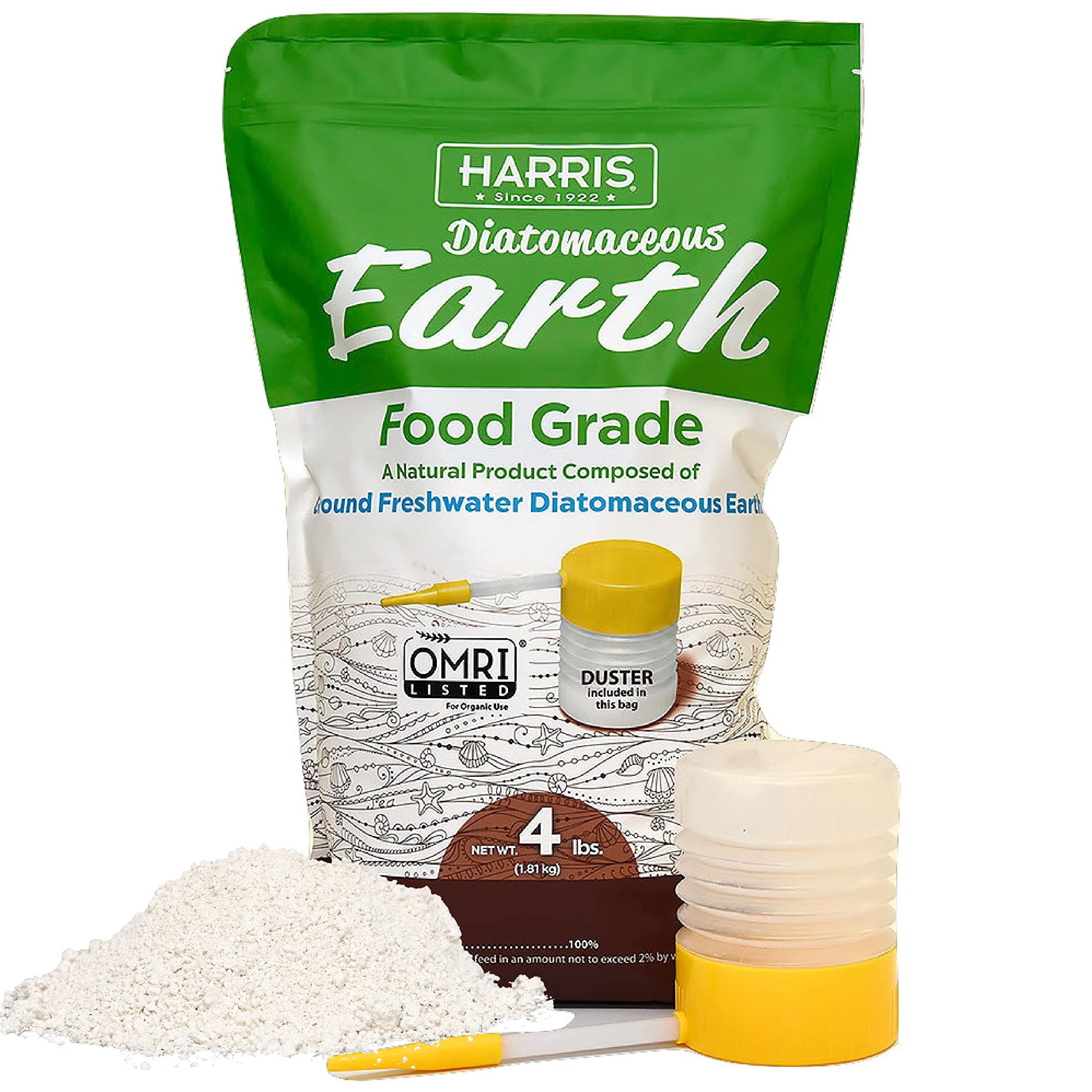 Harris Diatomaceous Earth Food Grade, 4lb w/Free Powder Duster