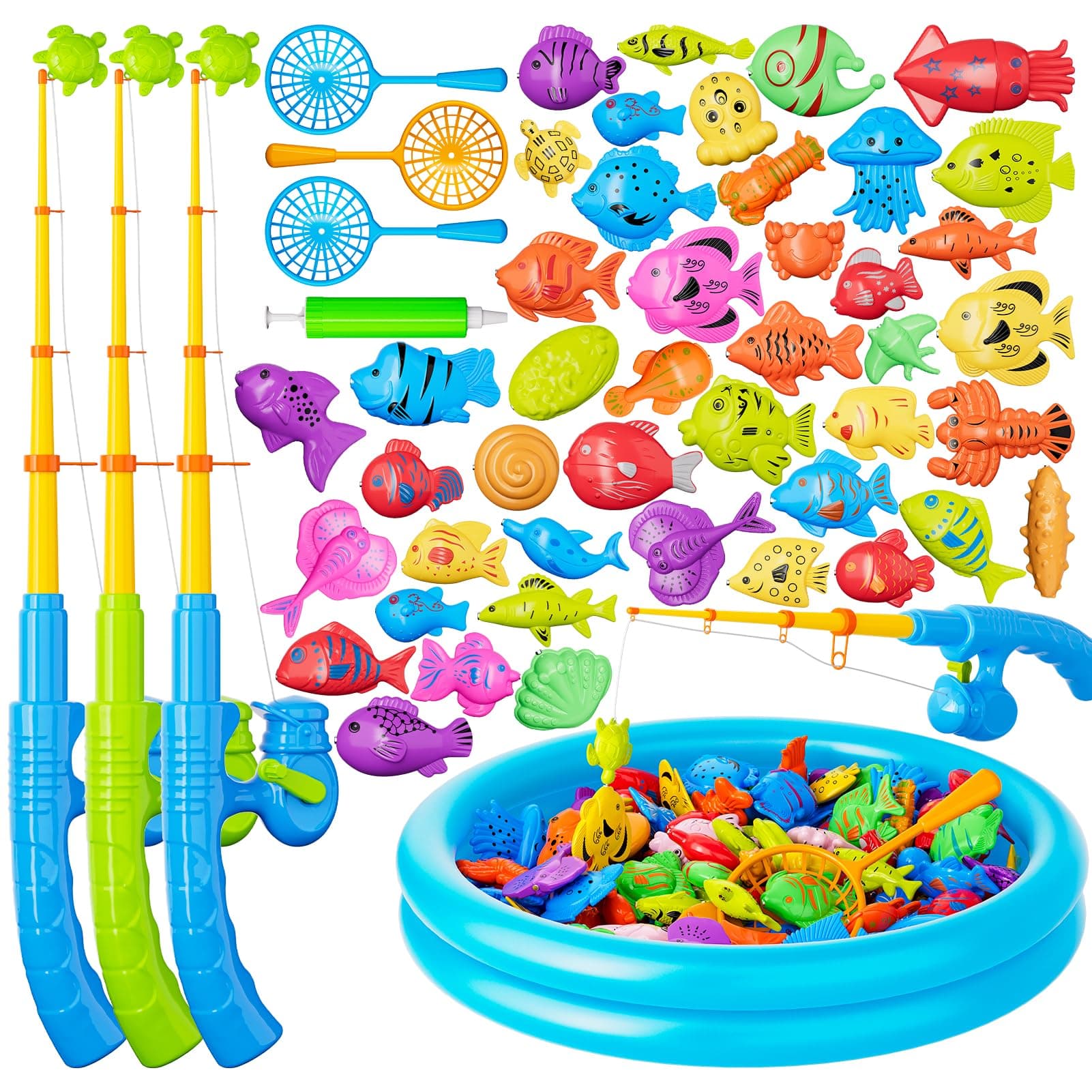 Magnetic Fishing Pool Toy Game with Pool, Water Bath Outdoor Toy for Kids