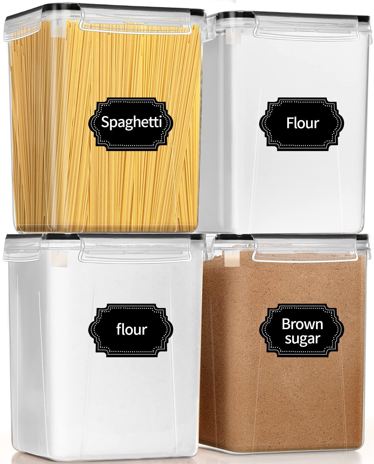 Large Tall Airtight Food Storage Containers with Lids, 4 PCS 5.2L