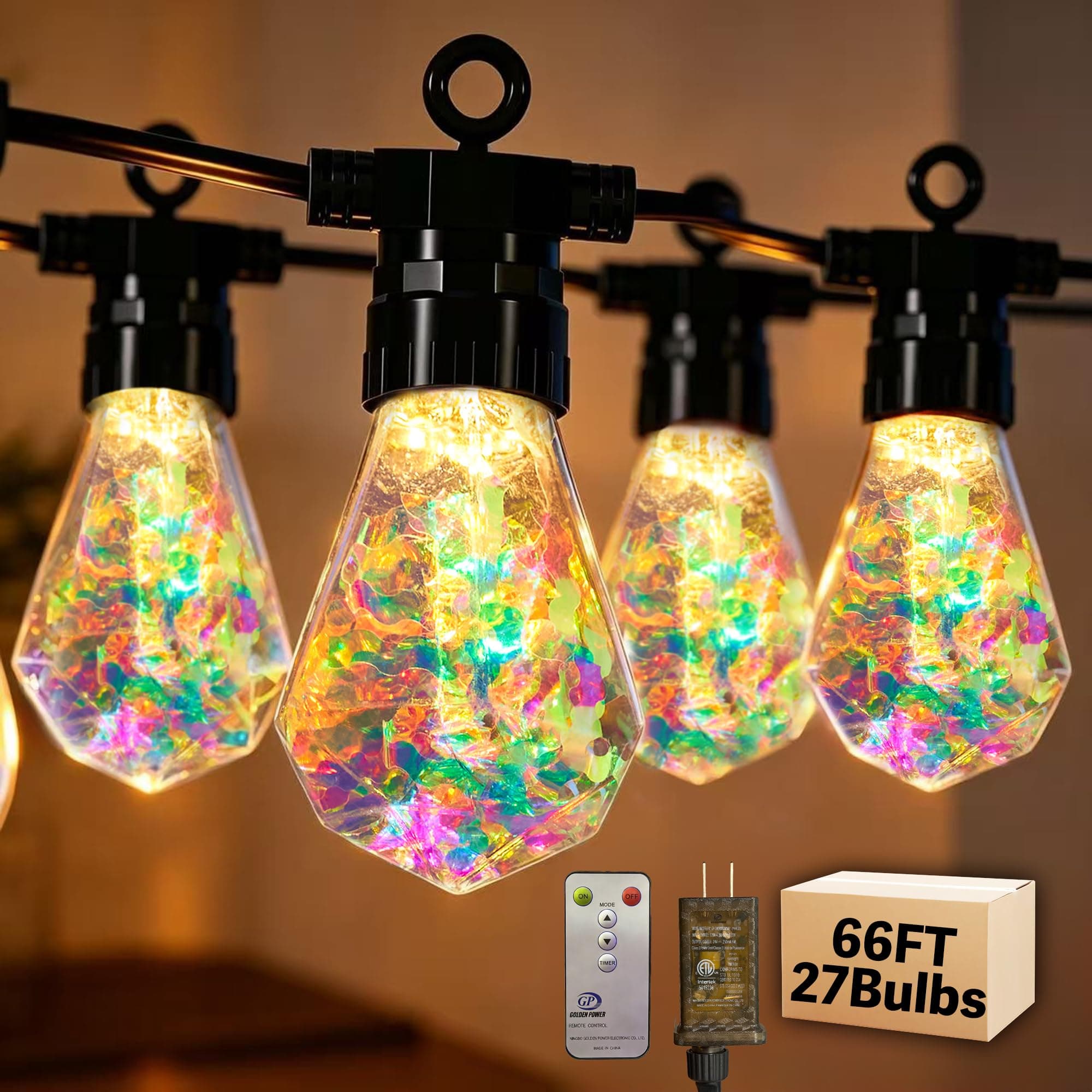 BYIZO Outdoor String LED Patio Lights ZX-66FT