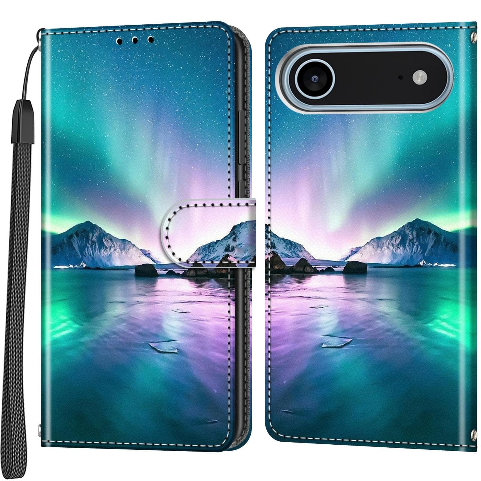 Haninsuze Case Wallet for iPhone Air, [Kickstand] 3 Card Holder Stand [Shockproof TPU Interior Shell], PU Leather Magnetic Protective Flip Cover 6.5", Ice Sea