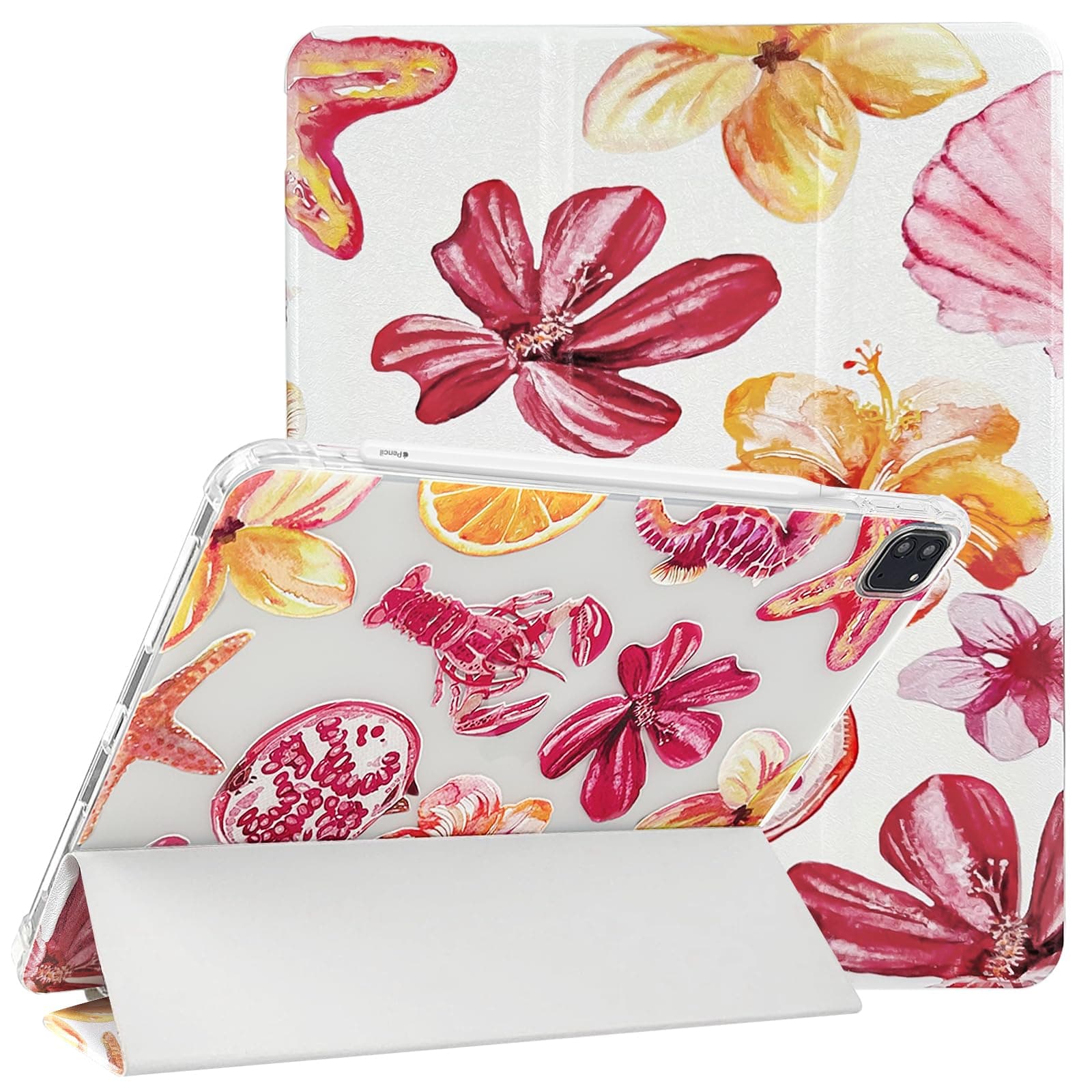 Lovmooful for iPad Pro 4th/3rd/2nd/1st Case Cute Floral Flower-Lobster