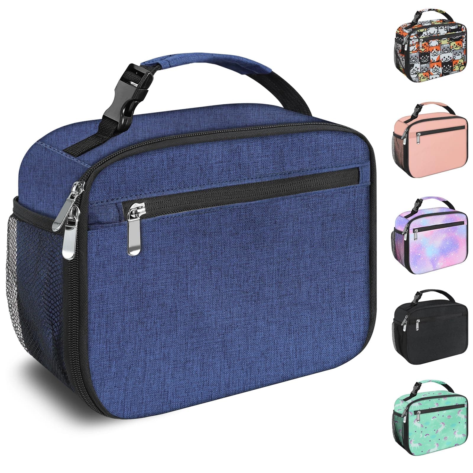 Kids Lunch Box for Boys Girls Lunch Bag Insulated Durable Lunchbox Children Lunch Tote Bag for School Dark Blue
