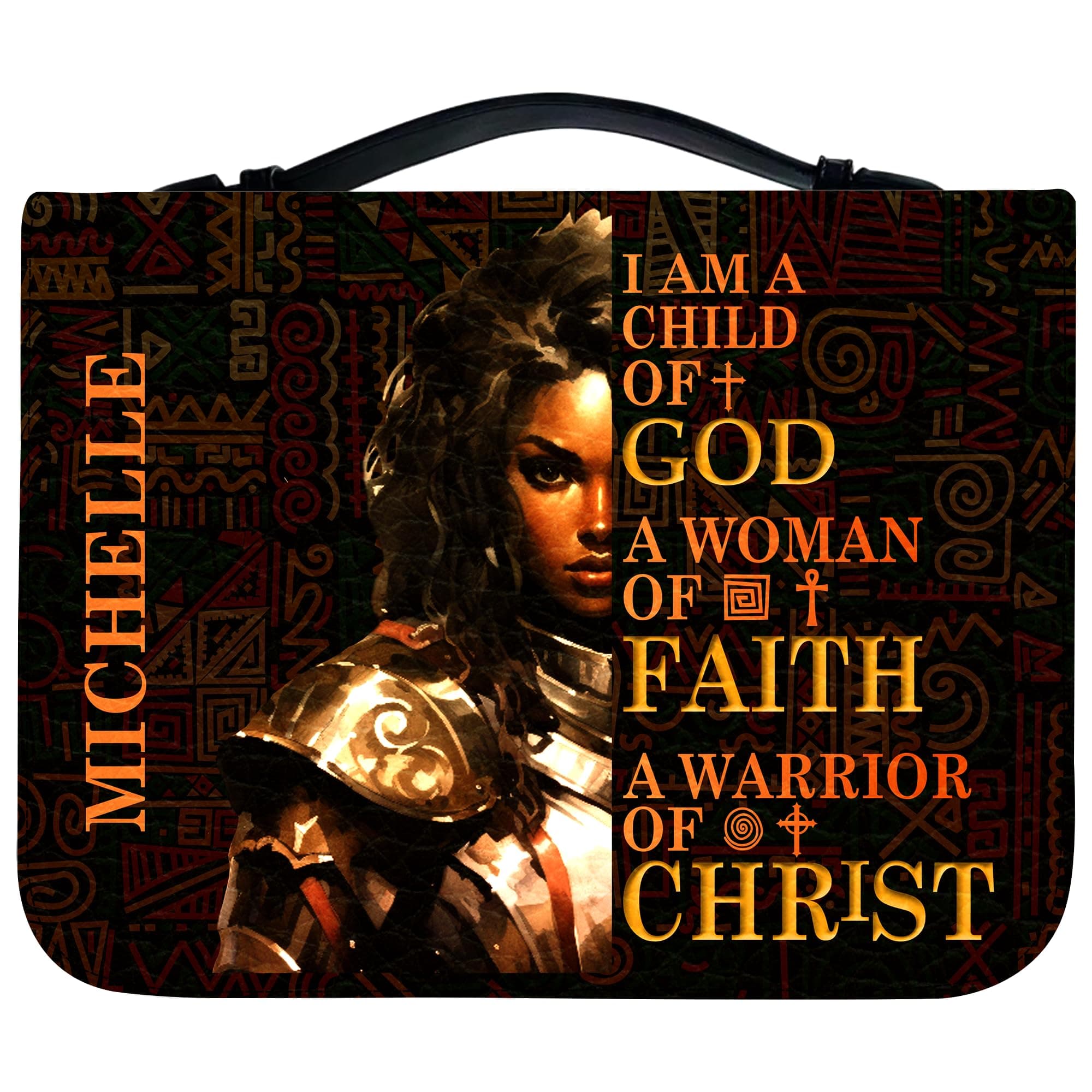 Personalized African American Bible Cover for Women, Custom Leather Bible Case with Handle Zipper for Black Women, Christian Bible Case PU Leather for Girls Daughter (D2)