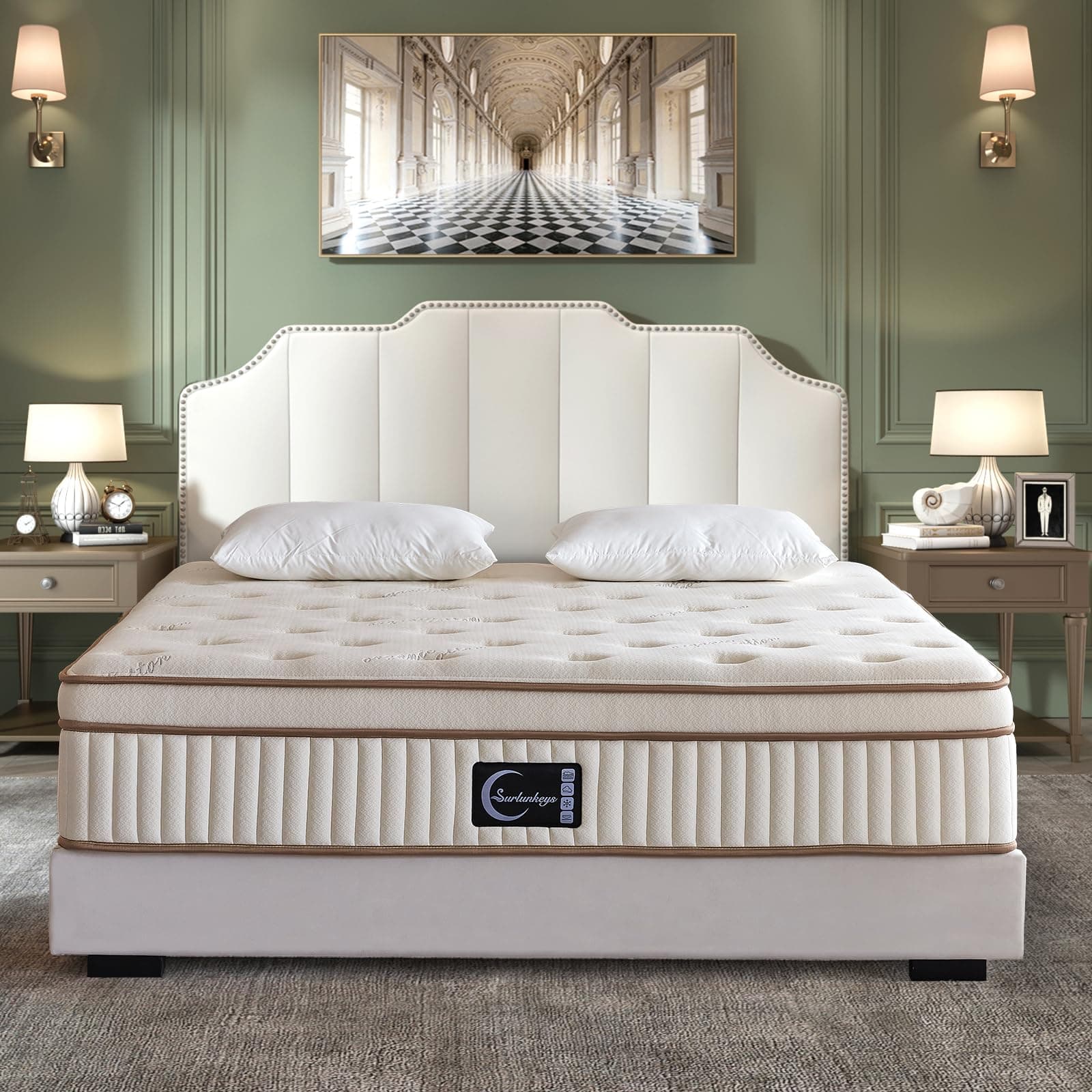 SURLUNKEYS Gel Foam Organic Mattress - 14 Inch Queen Mattress Medium Firm