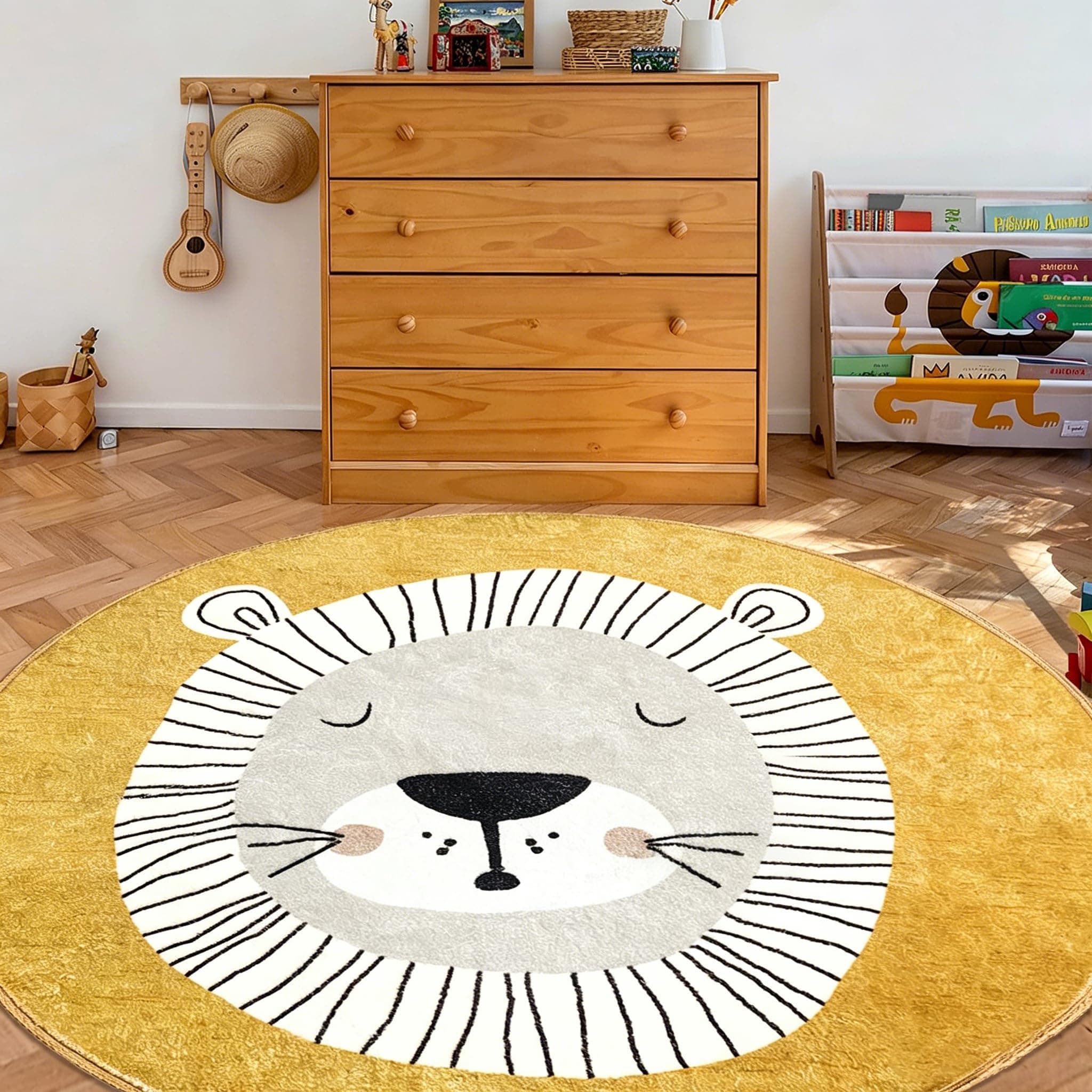 USTIDE Extra Large Kids Carpet Soft Lion Nursery Rug, Bedroom Rug Baby Crawling Mat Playroom Mat, 5.2FT…