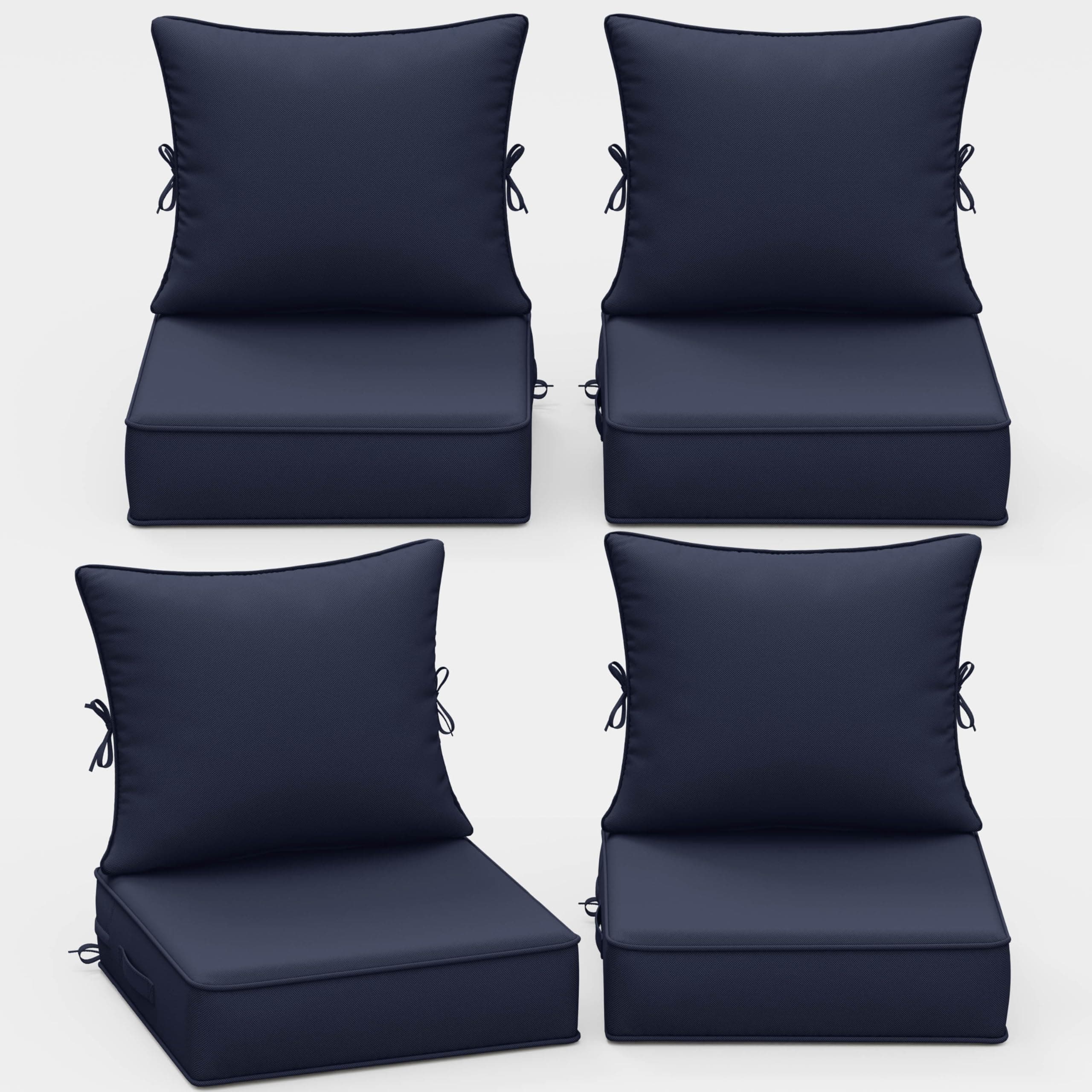 Outdoor Chair Cushions Set of 4, 24 x 24 x 5 Inch Deep Seat and Back Patio Cushions, Waterproof & Fade Resistant All-Weather Cushions for Outdoor Furniture, Couch with Removable & Washable Covers