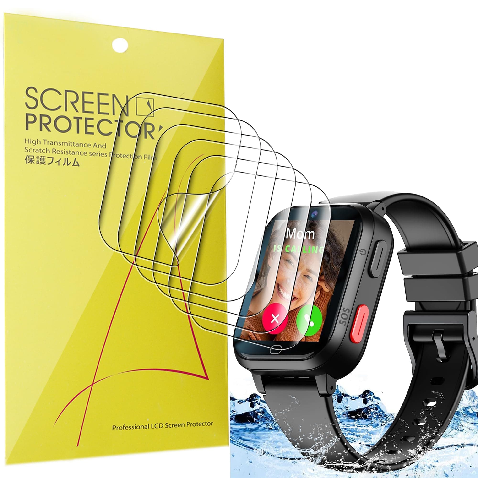 Compatible with MJVV Kids Smartwatch Screen Protector, Lamshaw Full Coverage TPU Clear Film Compatible with MJVVY 4G GPS Smart Watch-1.69 Inches (TPU-6 Pack)