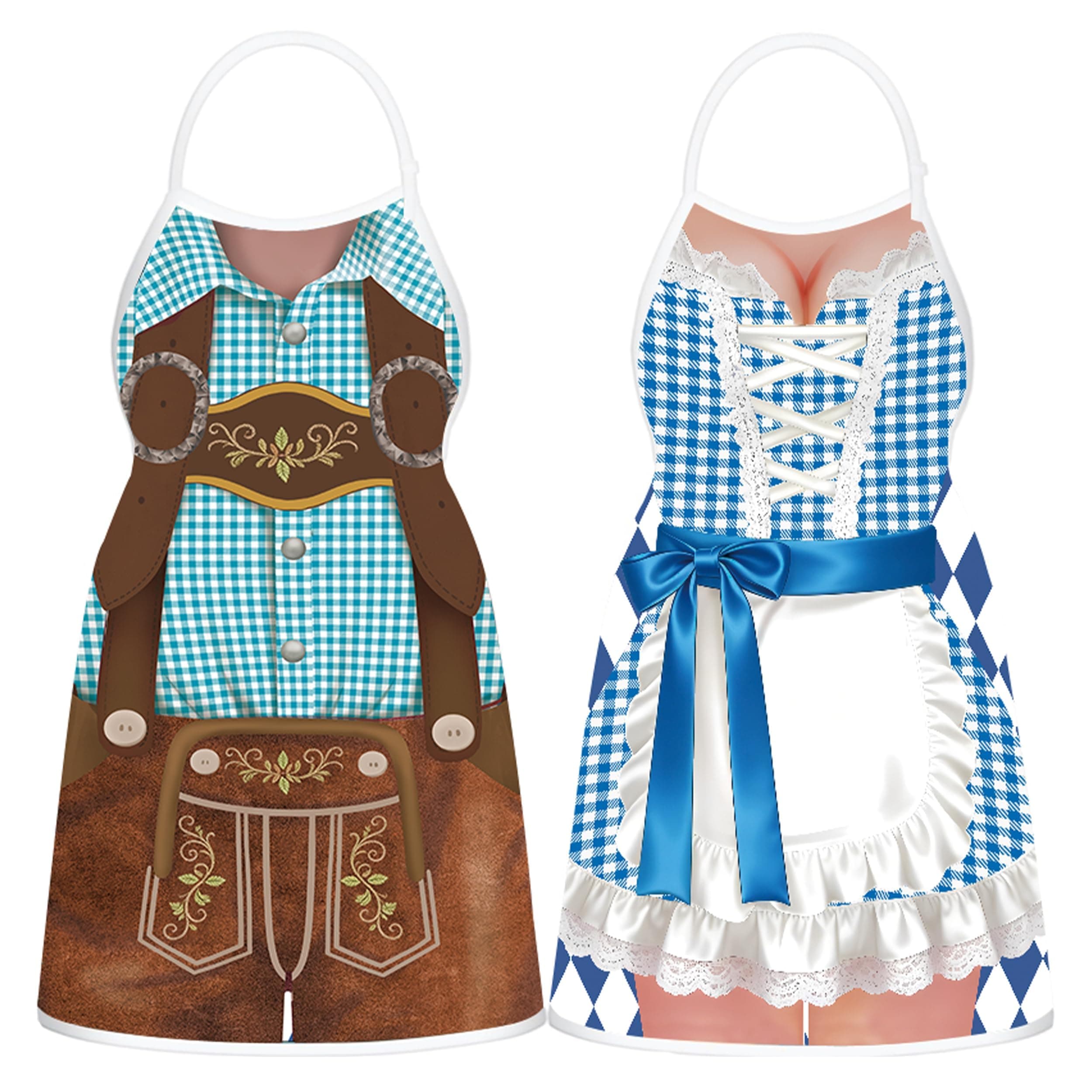 SightYoung 2 Pcs Oktoberfest Apron,German Oktoberfest Couple Apron,Blue 1