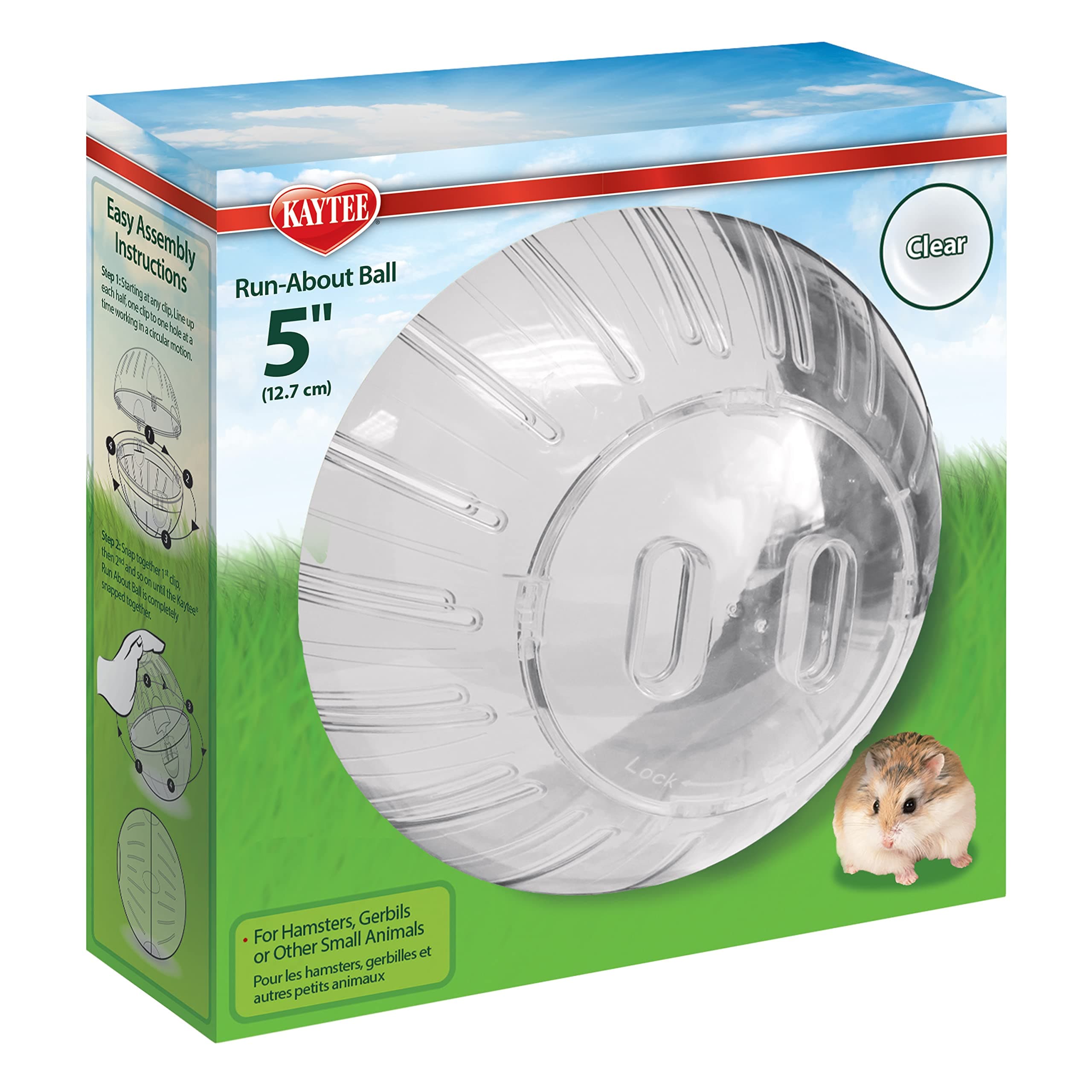 Kaytee 100079348 Dwarf Hamster Mini Run-About 5-Inch Exercise Ball, Clear