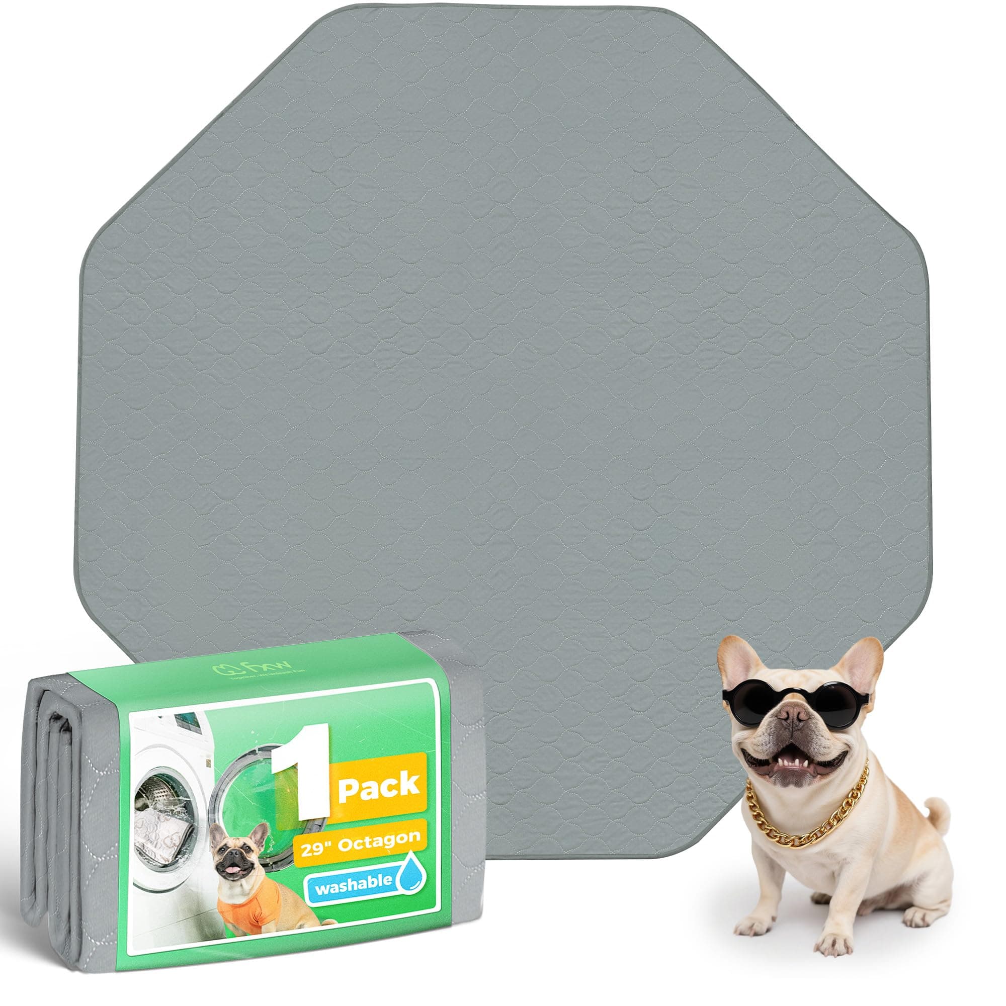 FXW Washable Pee Pads for Dogs, Super Absorbent, 29" Octagon, 1 Pack