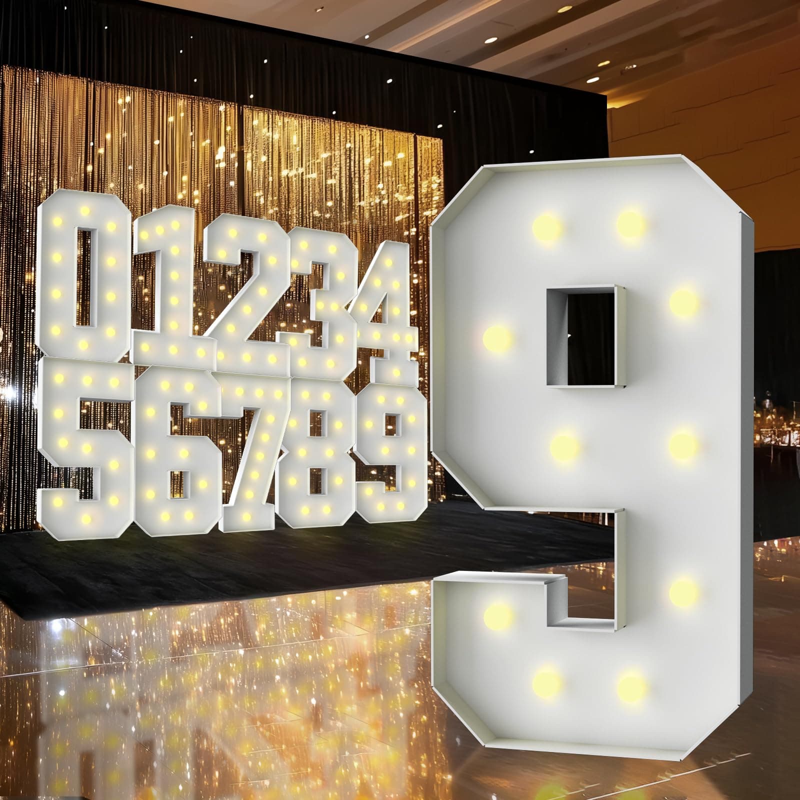 3FT Marquee Light Up Numbers,Marquee Numbers 3 Feet Tall, Giant Mosaic Numbers for Party,Birthday Decorations,Baby Shower,Wedding,Engagement,Graduation(Number 9)