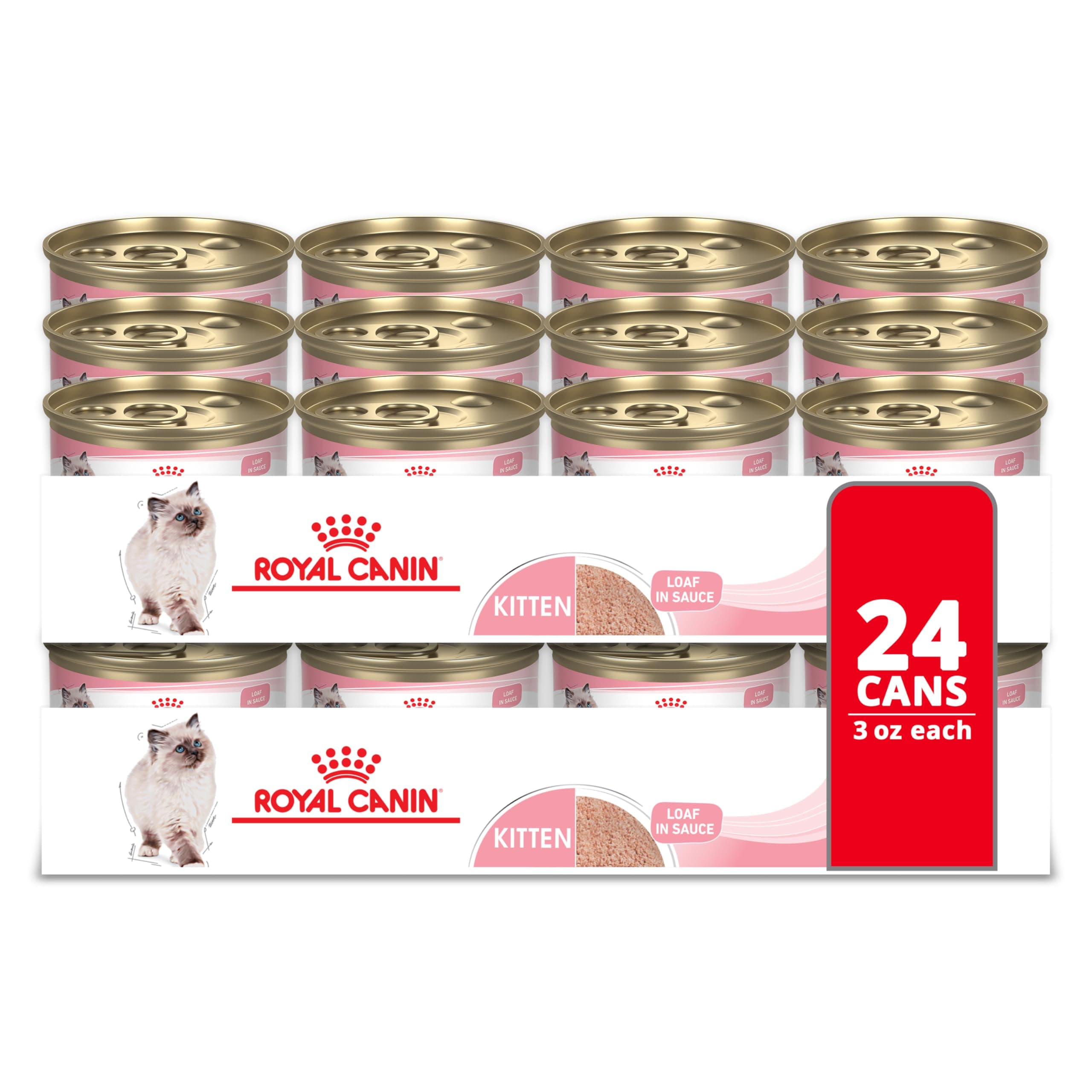 ROYAL CANIN Feline Health Nutrition Kitten Loaf in Sauce Cat Food, 3 oz (Pack of 24)