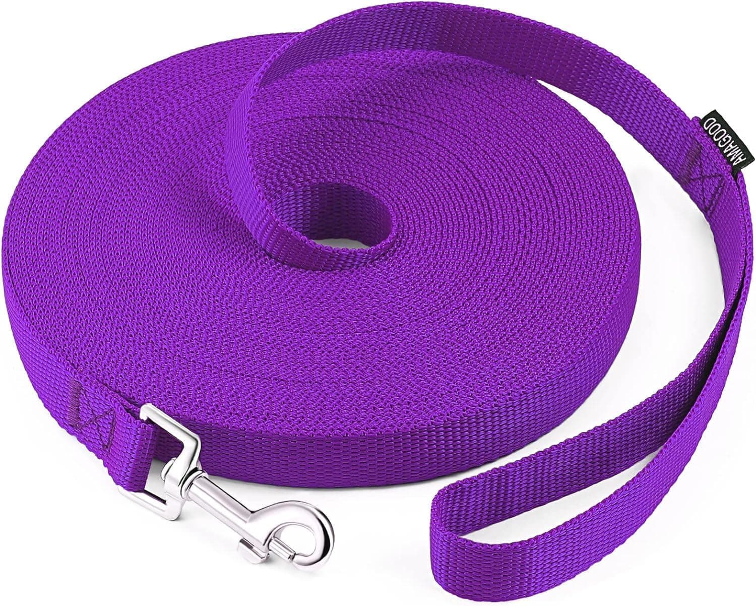 AMAGOOD Dog 100ft x 1in Purple Nylon Leash for Large Dogs