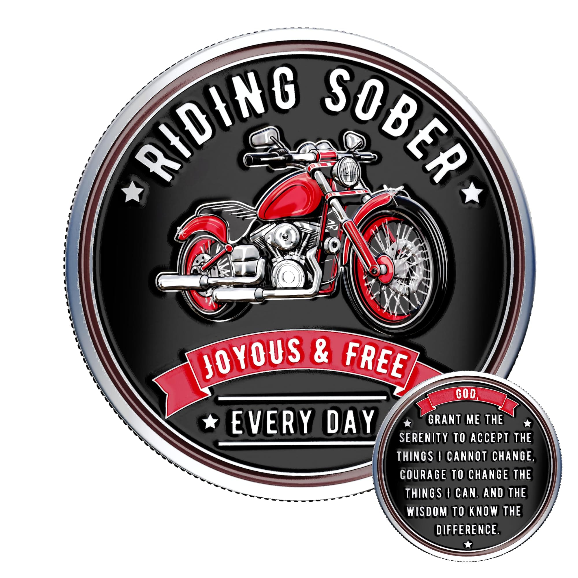 MilestoneMint Riding Sober Sobriety Coin, Sobriety Gift Token - AA Chips & Medallions for Anniversary Celebration Achievement - Sober Coin for Men & Women in Recovery, Durable 3D Texture Compact Size