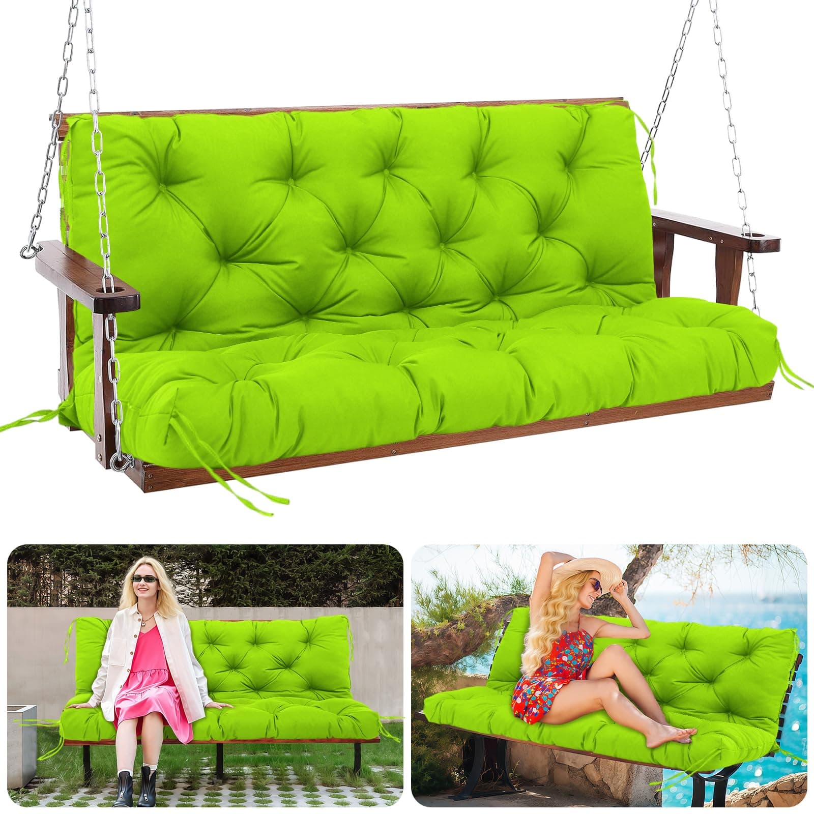 Mokoey 70" Porch Swing Cushions Outdoor, 5" Thick 2-3 seat Swing Cushion