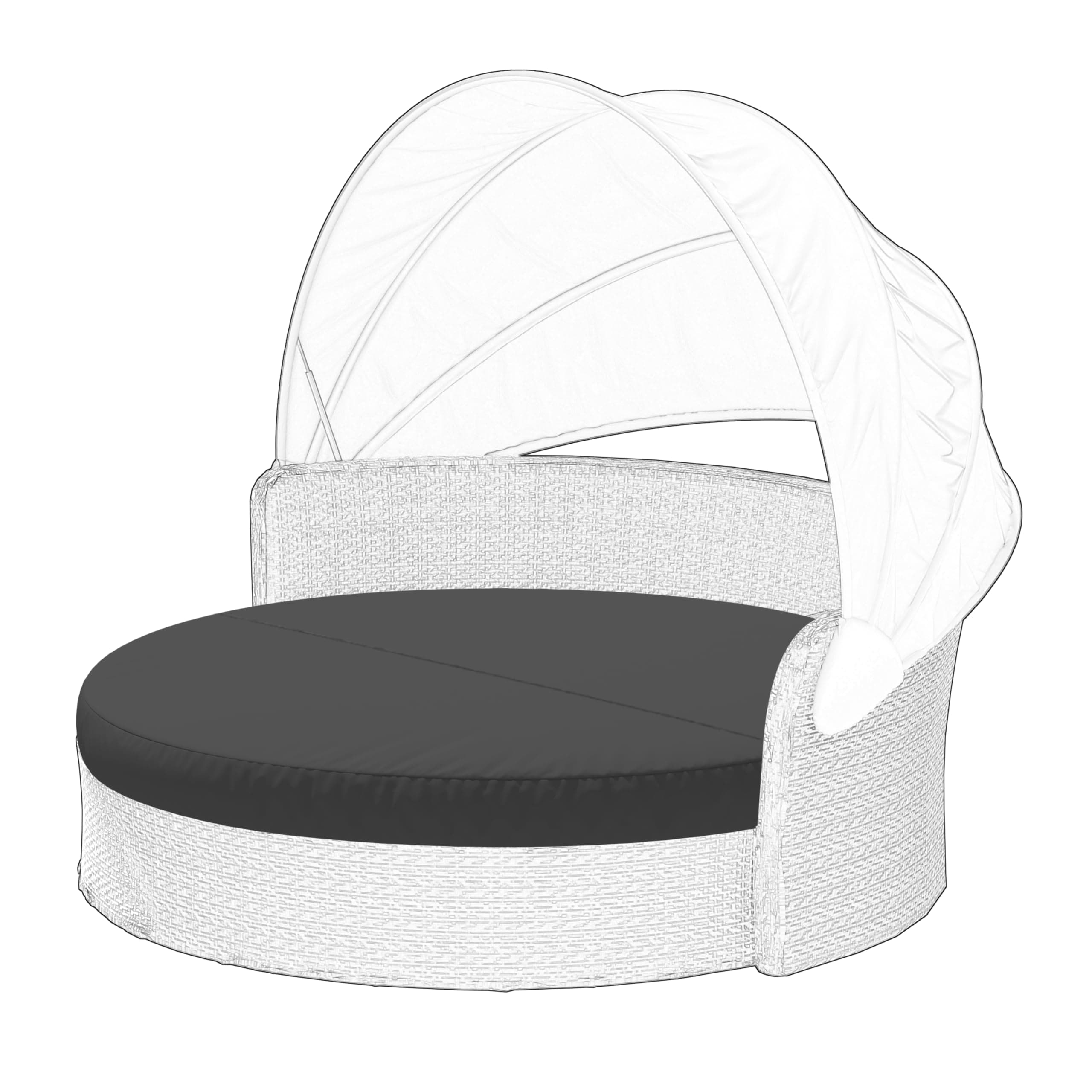 Cethytirko Outdoor Daybed Cushion Cover, 78" Replacement Round Bed Cushion Cover,Outdoor Waterproof and Fade-Resistant Sun Bed Outdoor Cushion Cover - Patio Round Daybed Cushion Cover, Cover ONLY