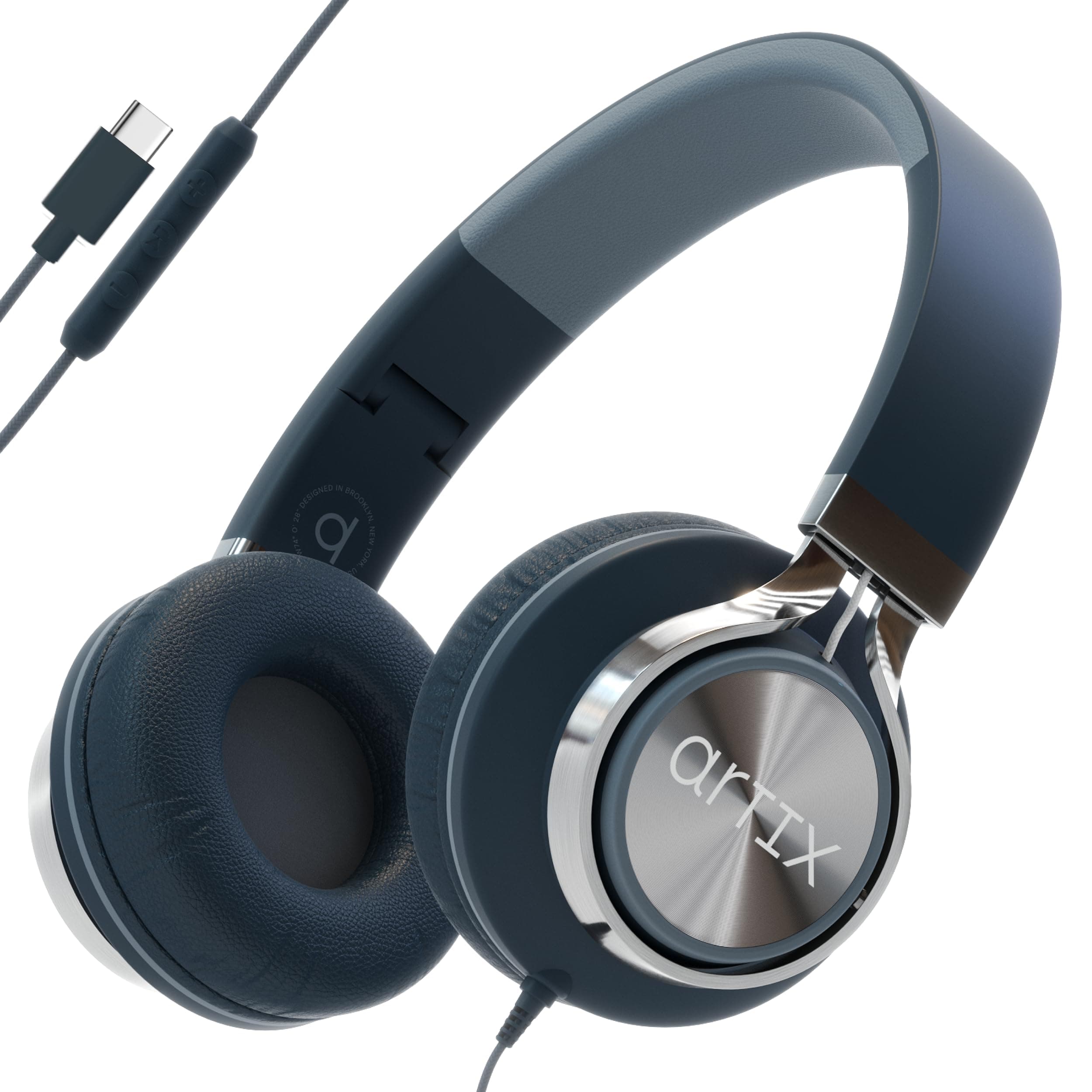 Artix® CL750 USB C Premium Wired On Ear Headphones with Microphone, Comfortable Noise Isolating Design Headphone for Laptop, PC, Mobile, Tablet, Adults, Men, Women, Boys and Girls – Graphite