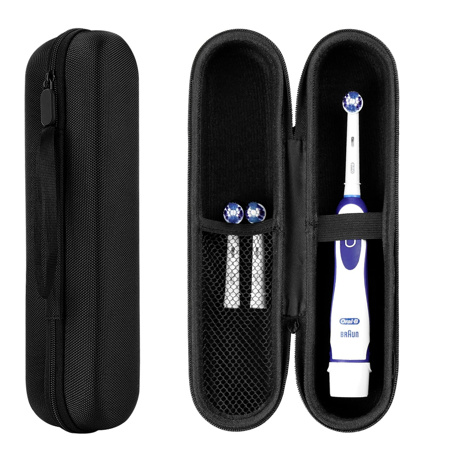 Travel Electric Toothbrush Case, Portable Containers Toothbrush Holder Storage Box, PU Toothbrush Travel Case Compatible with Oral-b Pro 1500 8000, Philips 4100, 5100 6100, 9900 (Black PU 1pack)