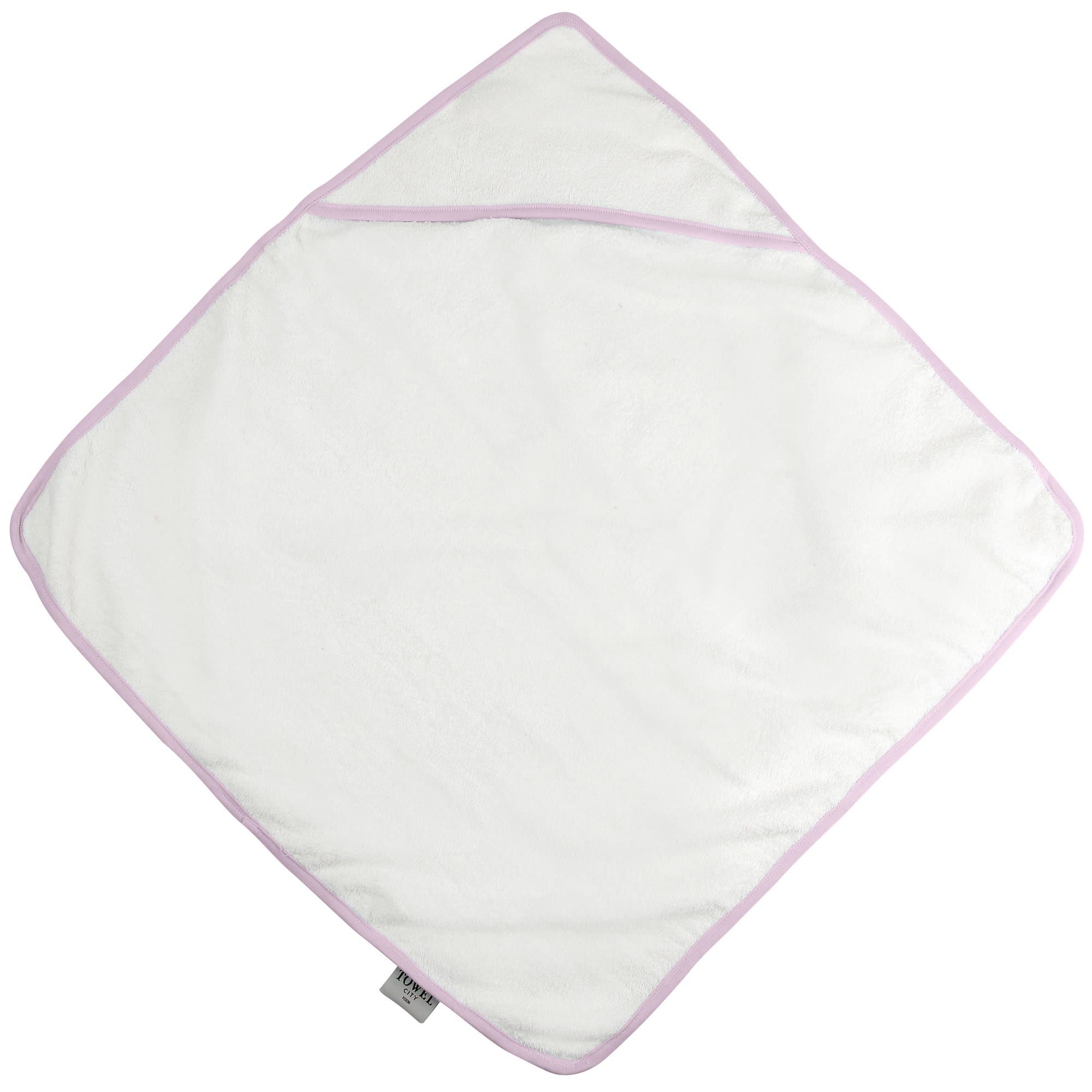 Towel City Baby Hooded Bath Towel (360 GSM) (One Size) (White/Pink)