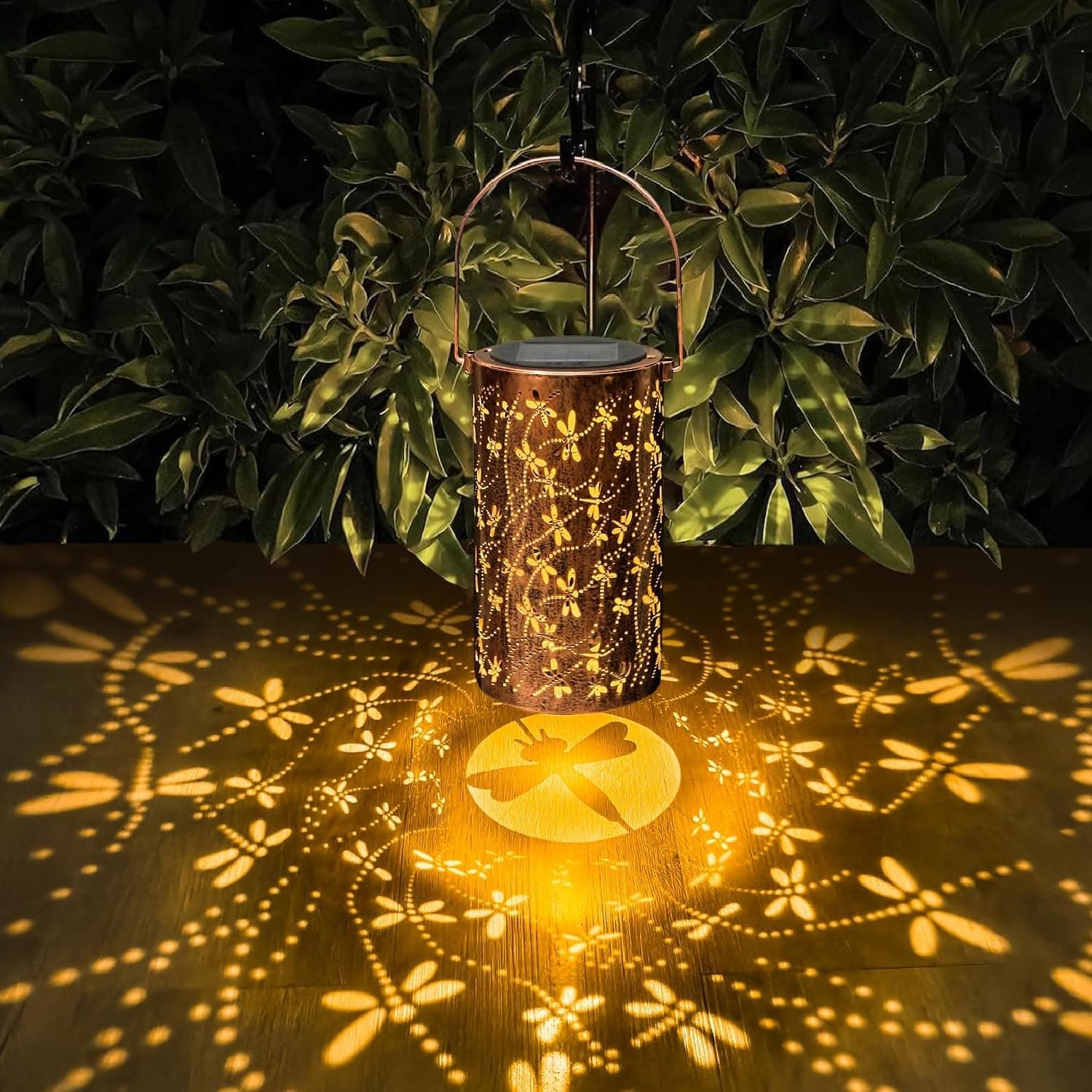Garden Decor Birthday Gifts for Women, Outdoor Waterproof Hanging Solar Lantern Lights Ornaments, Gardening Gifts for Backyard Patio Table Yard Balcony Lawn Pathway,Dragonfly Solar Lanterns