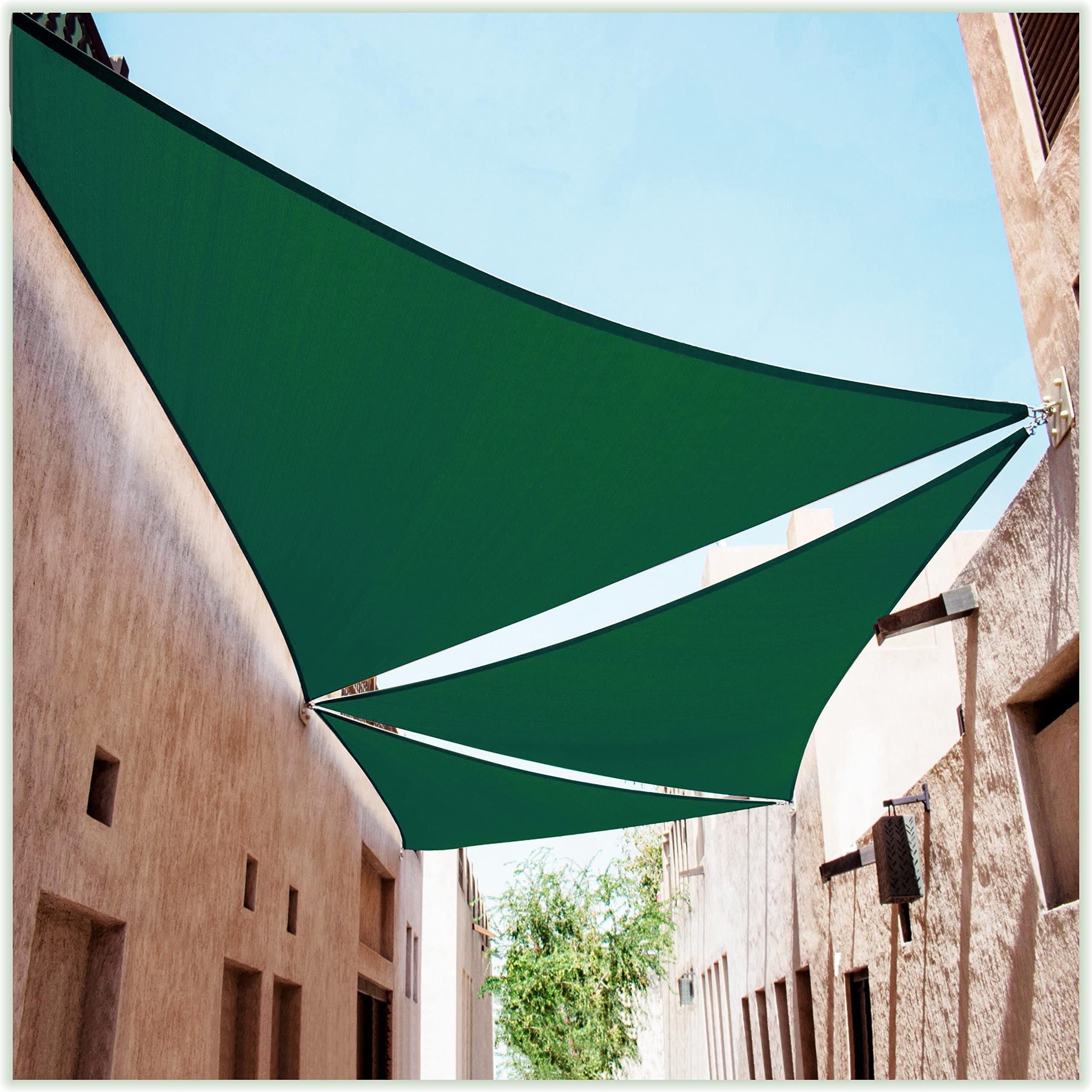 ColourTree CTAPT32 Custom Size Order to Make 6' x 12' x 13.4' Green Right Triangle Sun Shade Sail Canopy Mesh Fabric UV Block - Commercial Heavy Duty - 190 GSM - 3 Years Warranty