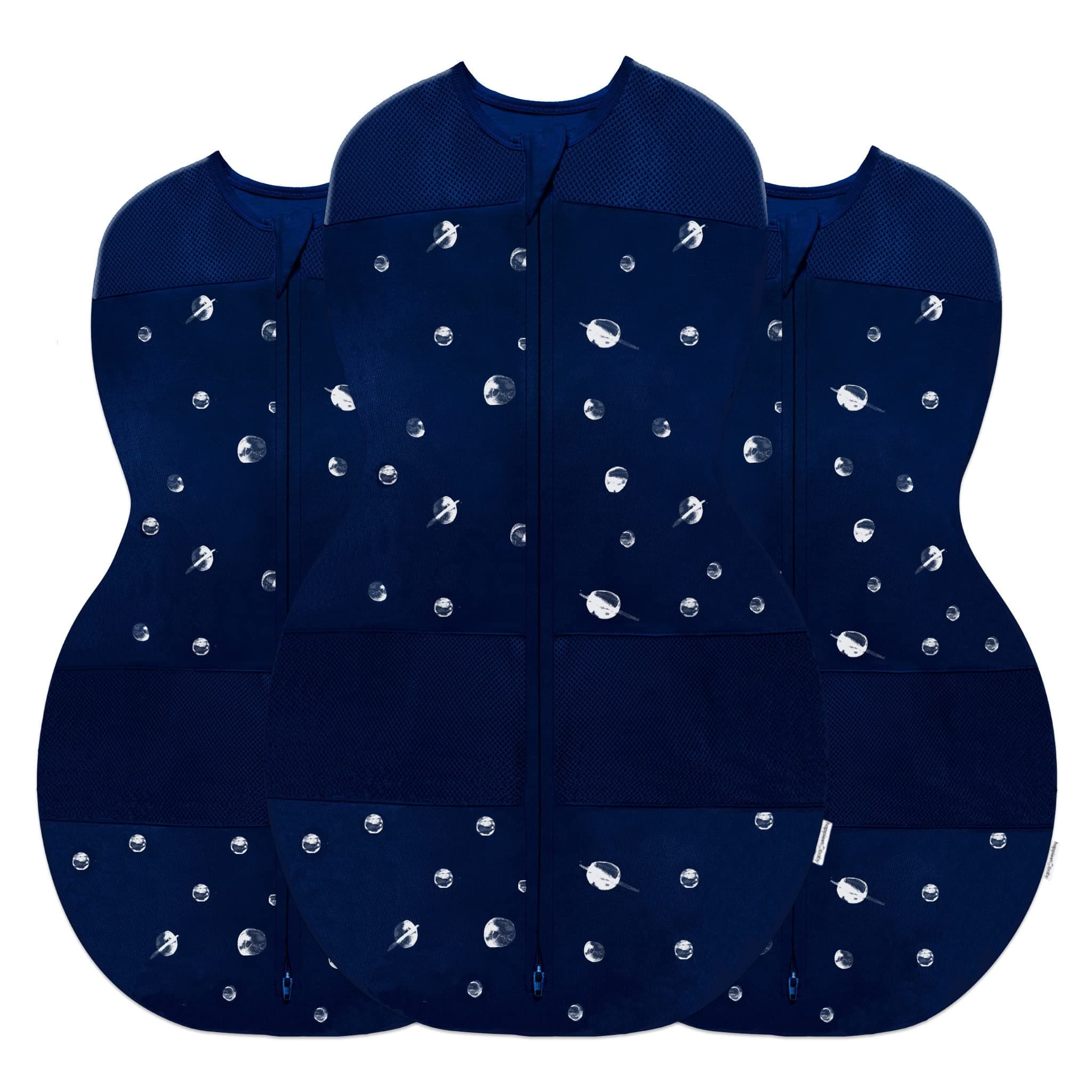 Happiest Baby Sleepea 5-Second Swaddle - 100% Organic Cotton Baby Swaddle Blanket - Doctor Designed Promotes Healthy Hip Development - 3-Pack Bundle (Midnight Planets, S, M, L)