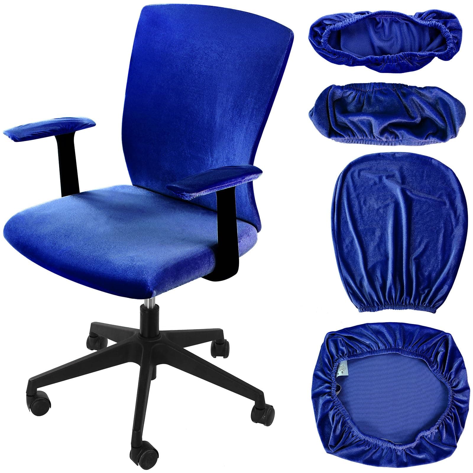 Tallew 4 Pcs Office Chair Covers Set with Armrest, Stretchable,Dark Blue